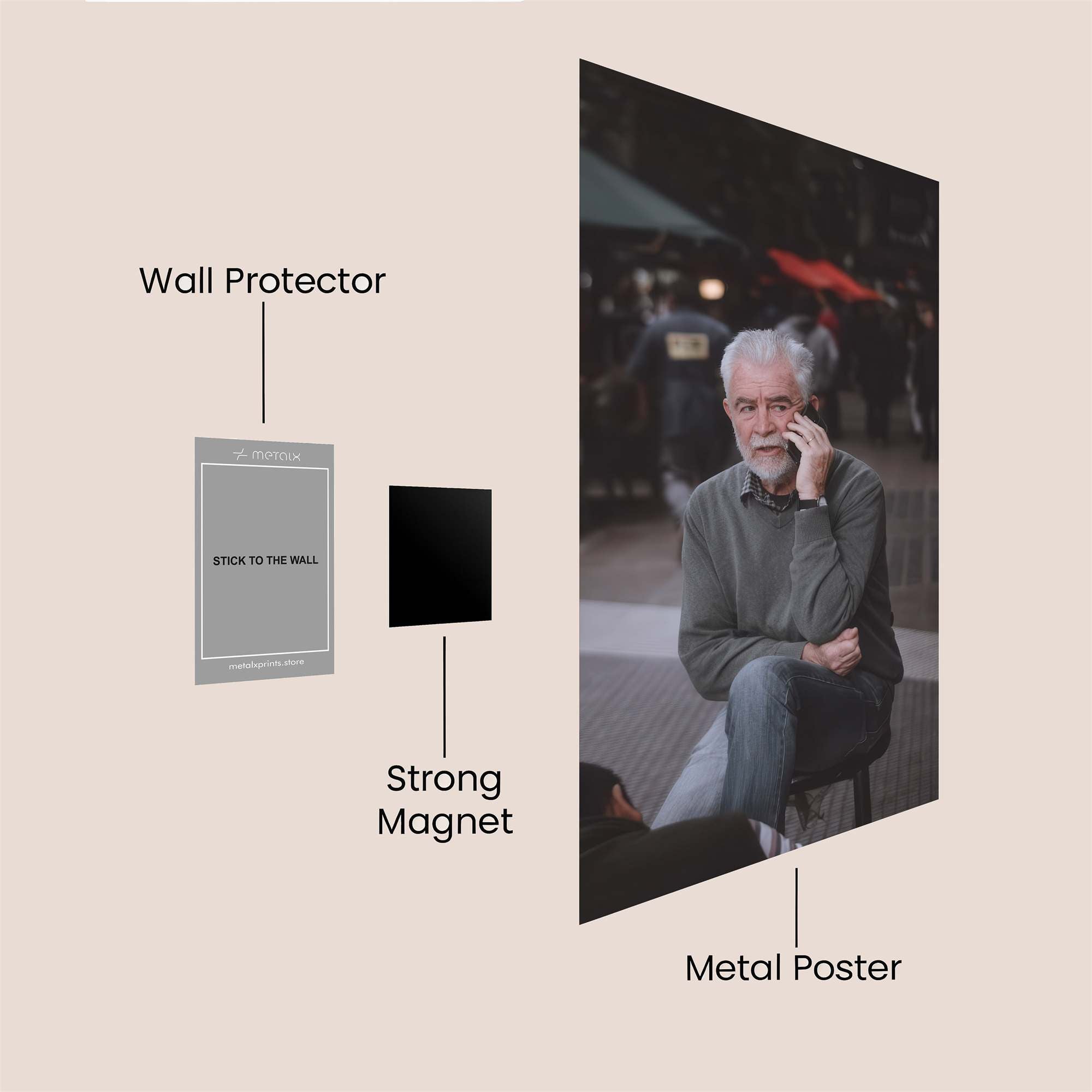 Elderly Contemplative Safe Wall Magnetic / M