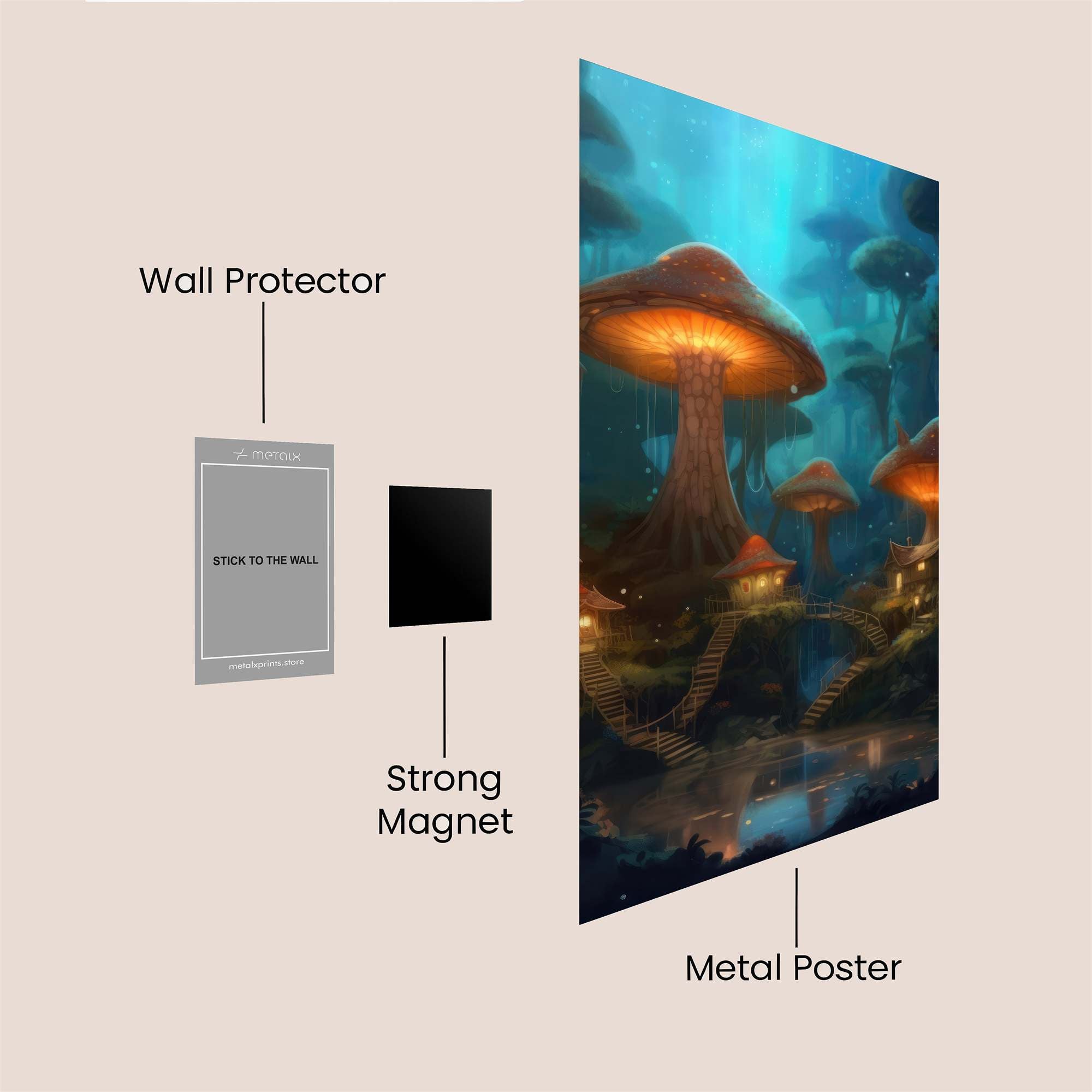 Mushroom Glow Safe Wall Magnetic / M