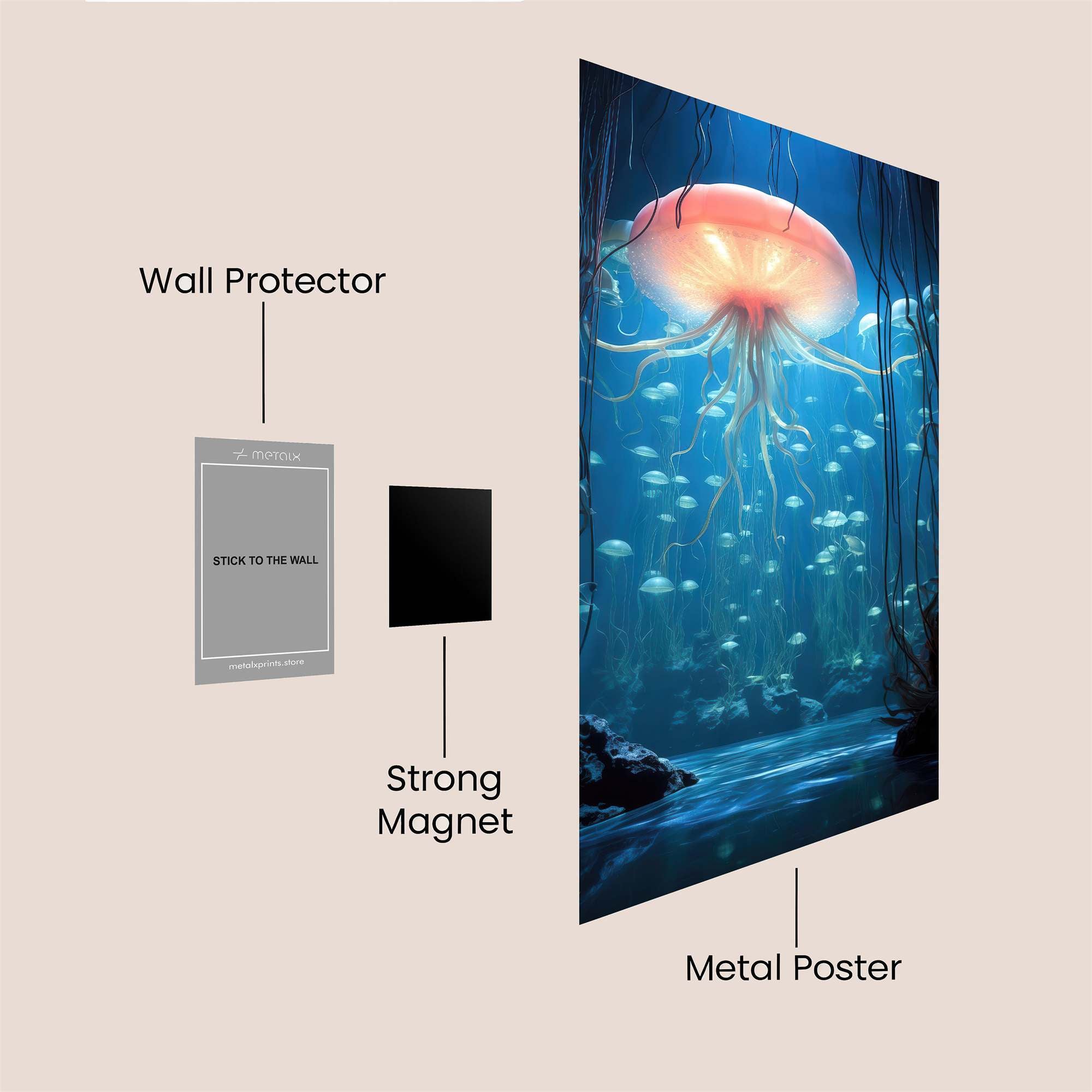Jellyfish Serenity Safe Wall Magnetic / M