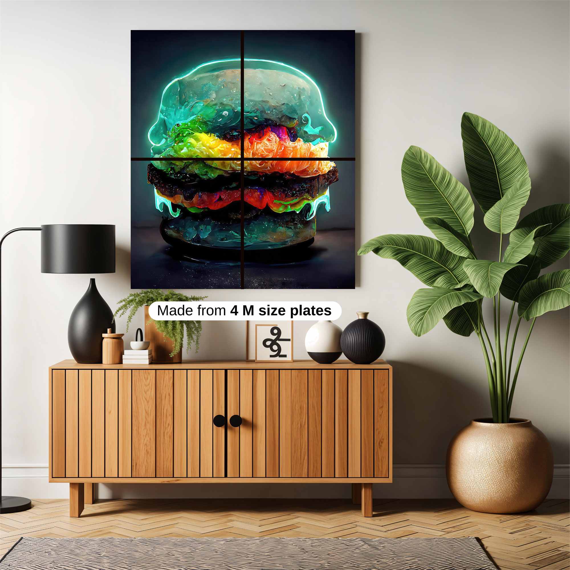 Neon Burger Safe Wall Magnetic / M