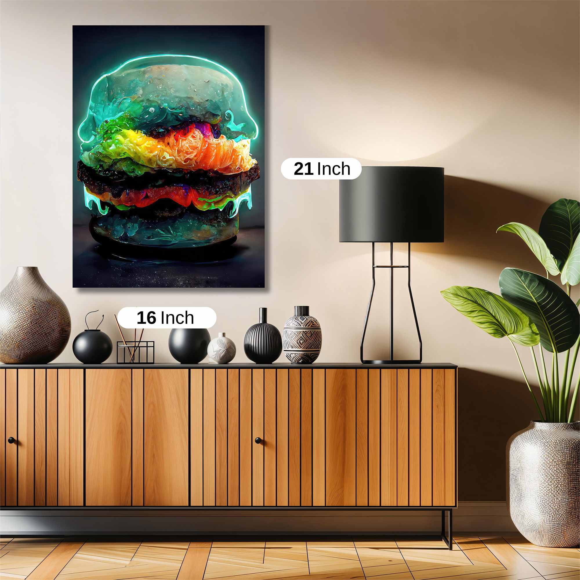 Neon Burger Safe Wall Magnetic / M
