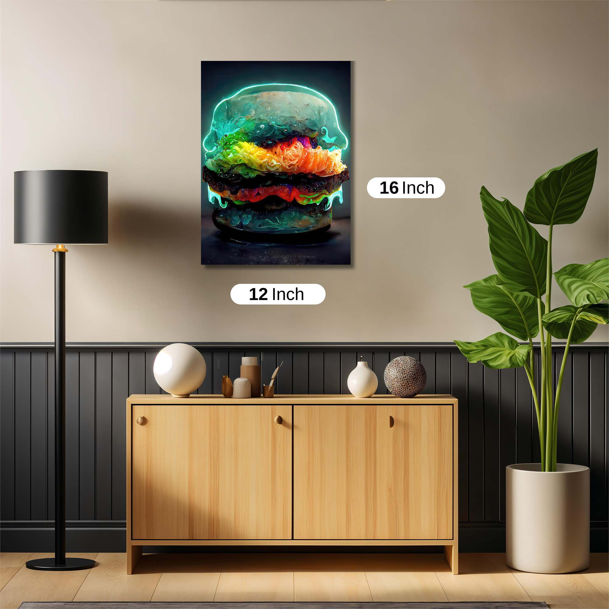 Neon Burger Safe Wall Magnetic / M