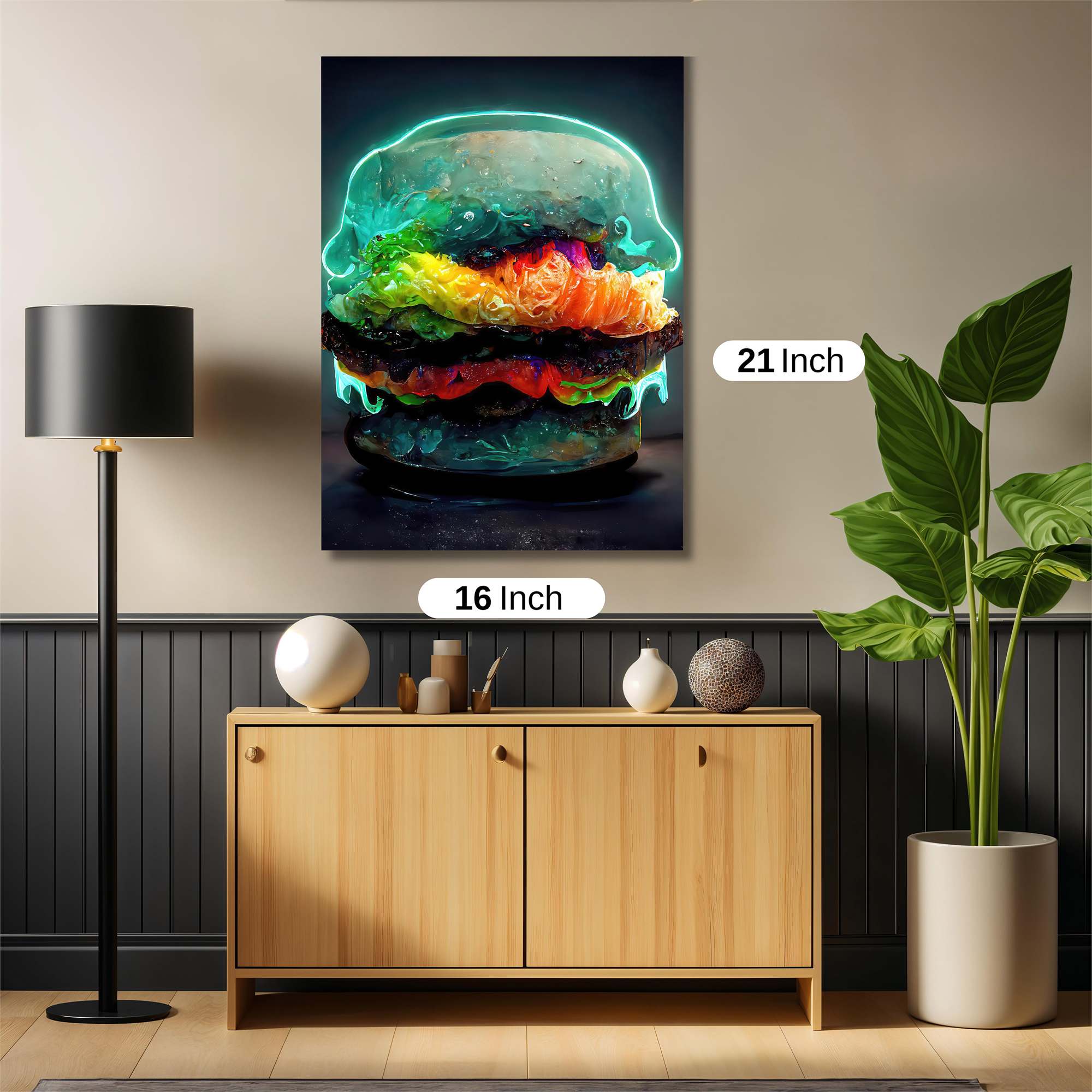 Neon Burger Safe Wall Magnetic / M