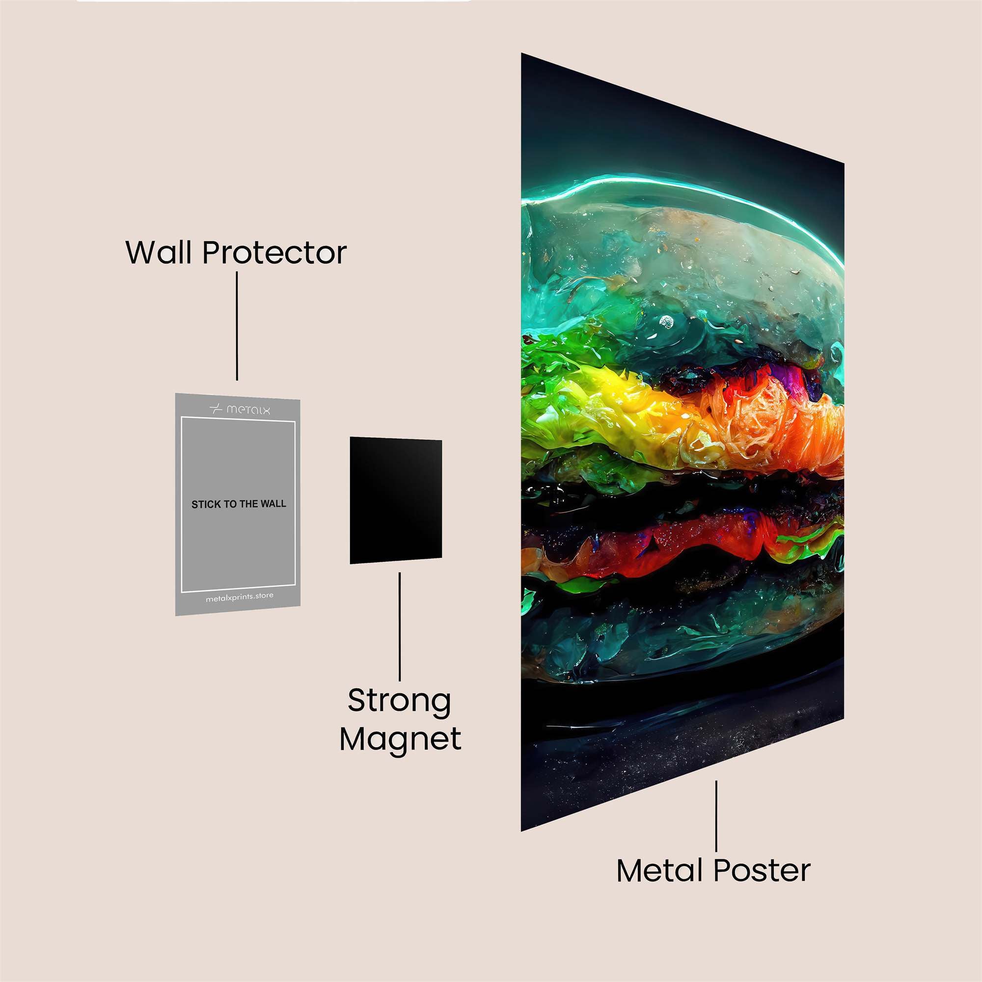 Neon Burger Safe Wall Magnetic / M