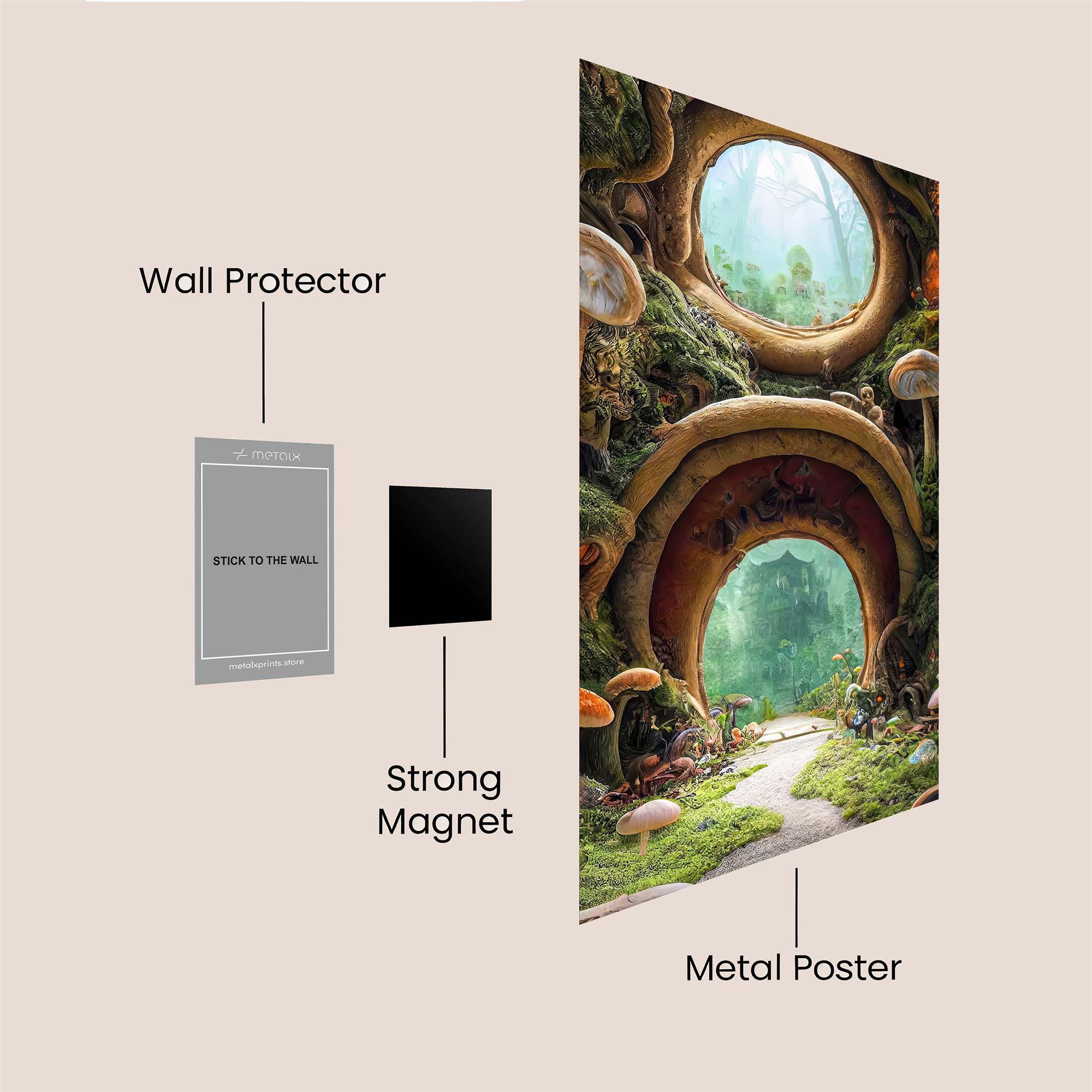 Mushroom Whimsy Safe Wall Magnetic / M