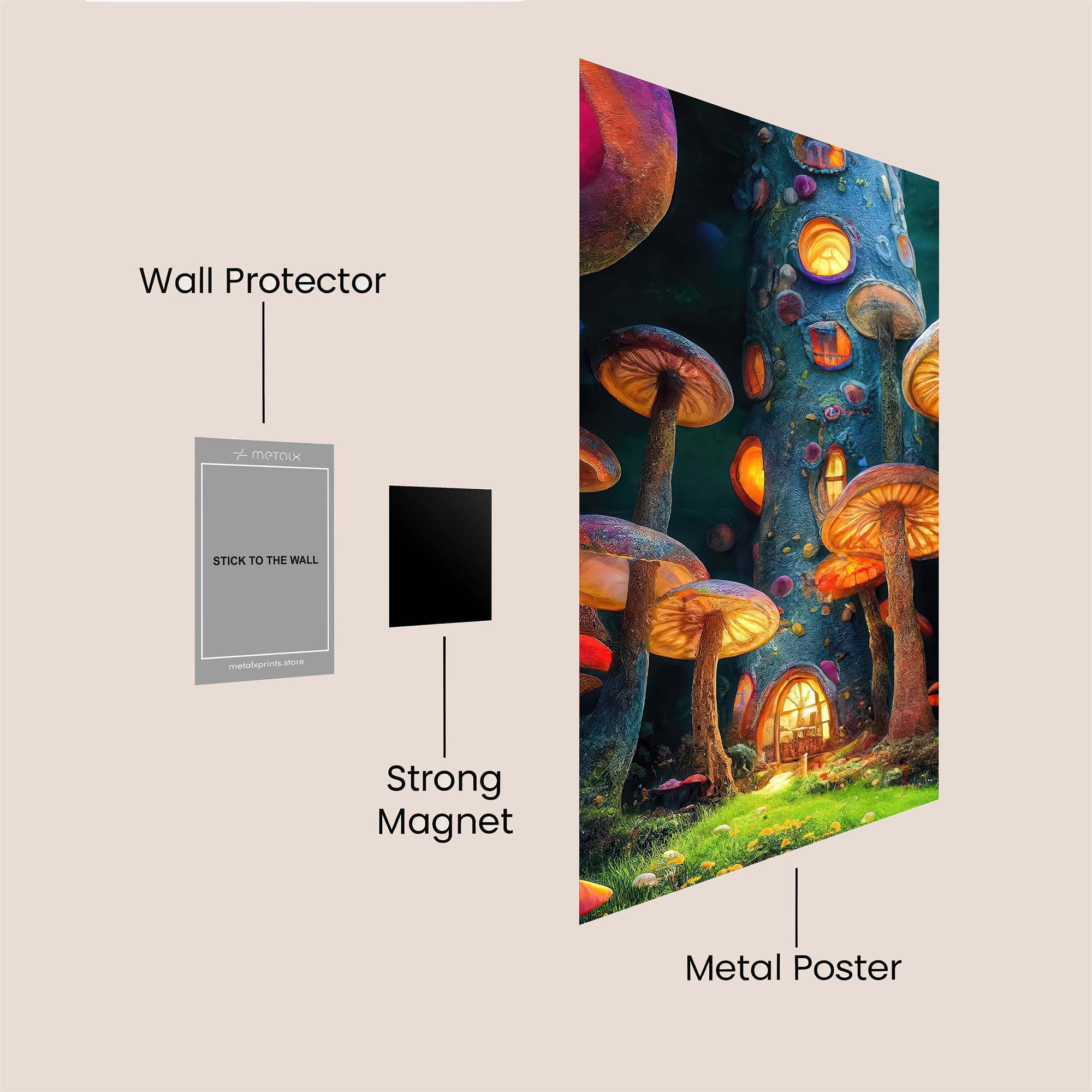 Mushroom Whimsy Safe Wall Magnetic / M