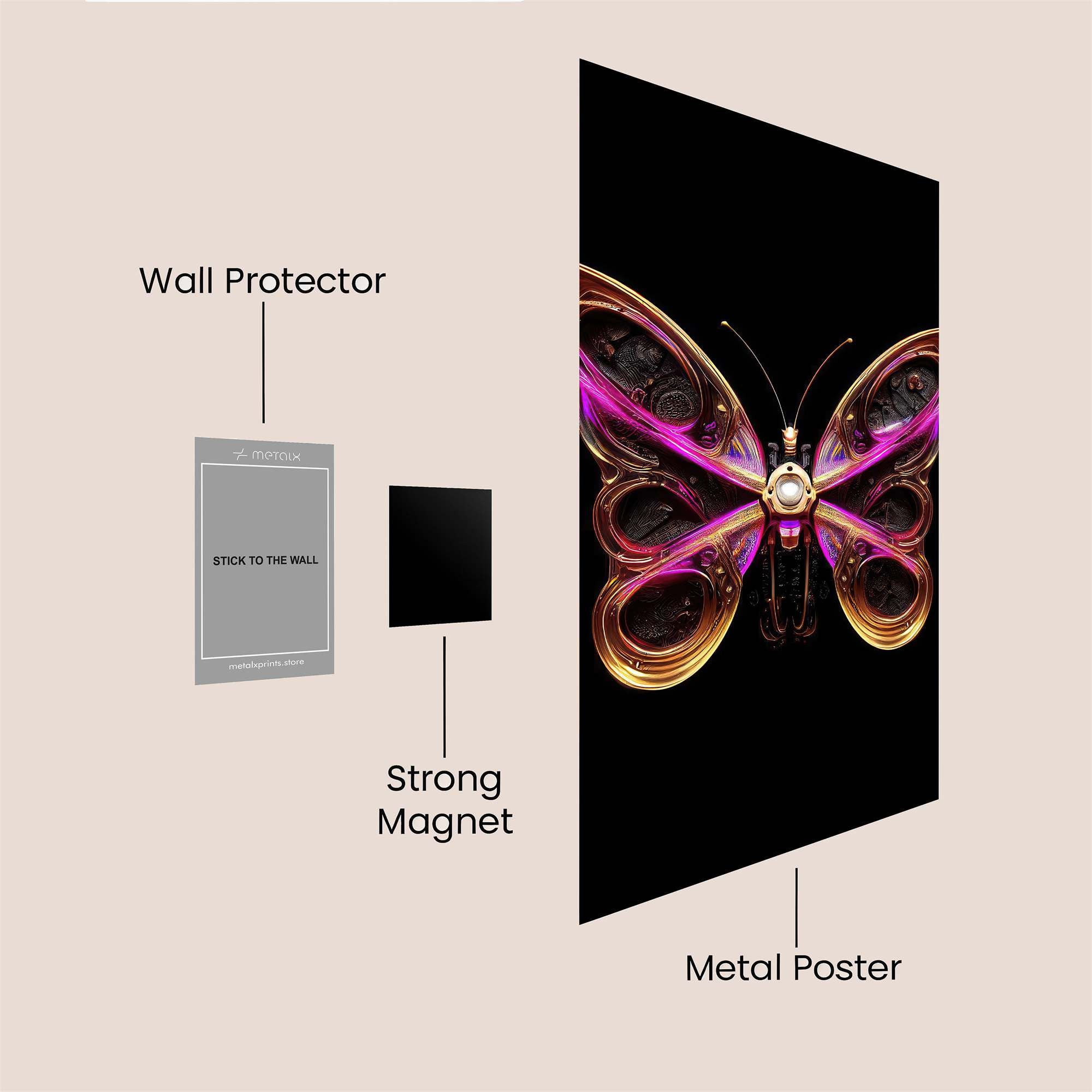 Steampunk Butterfly Safe Wall Magnetic / M