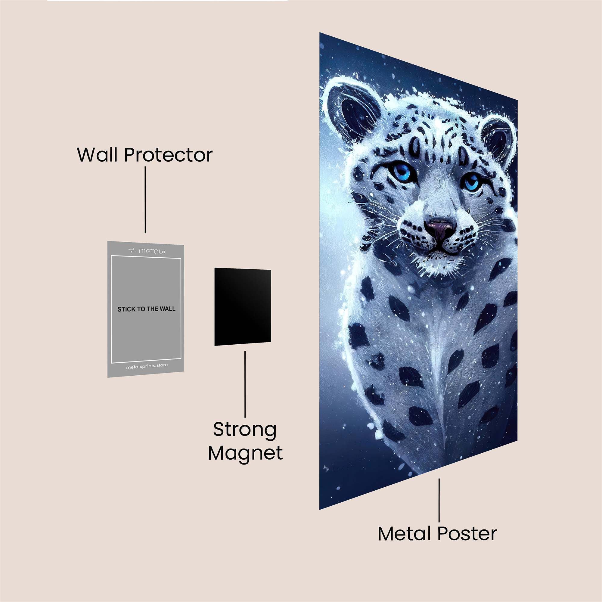 Snow Leopard - Majestic Safe Wall Magnetic / M