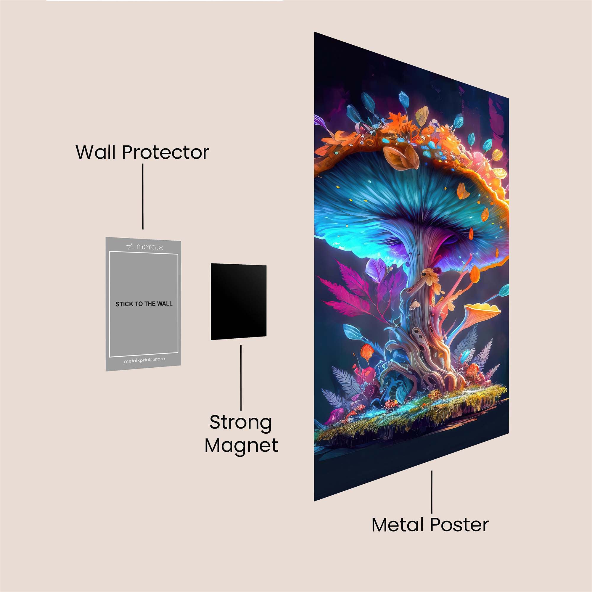 Mushroom Whimsy Safe Wall Magnetic / M