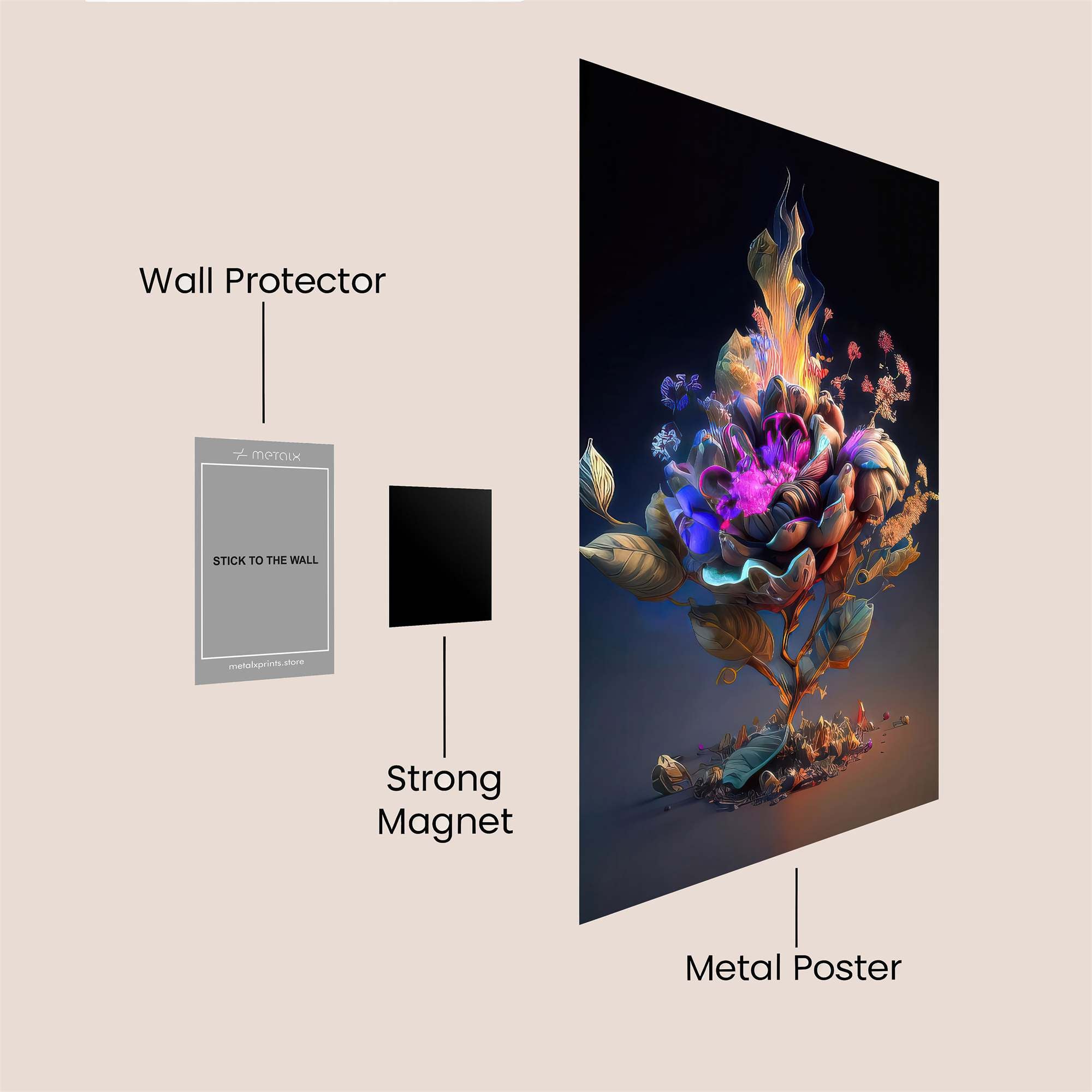 Flame Bloom Safe Wall Magnetic / M