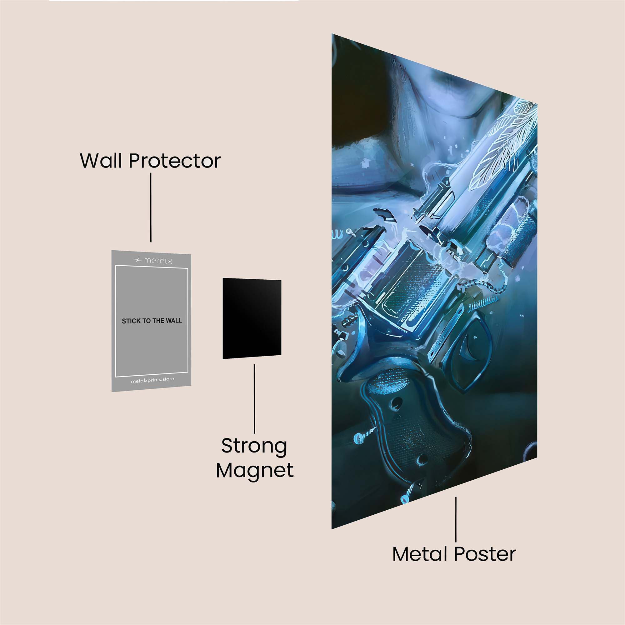 Gun Shattered Safe Wall Magnetic / M