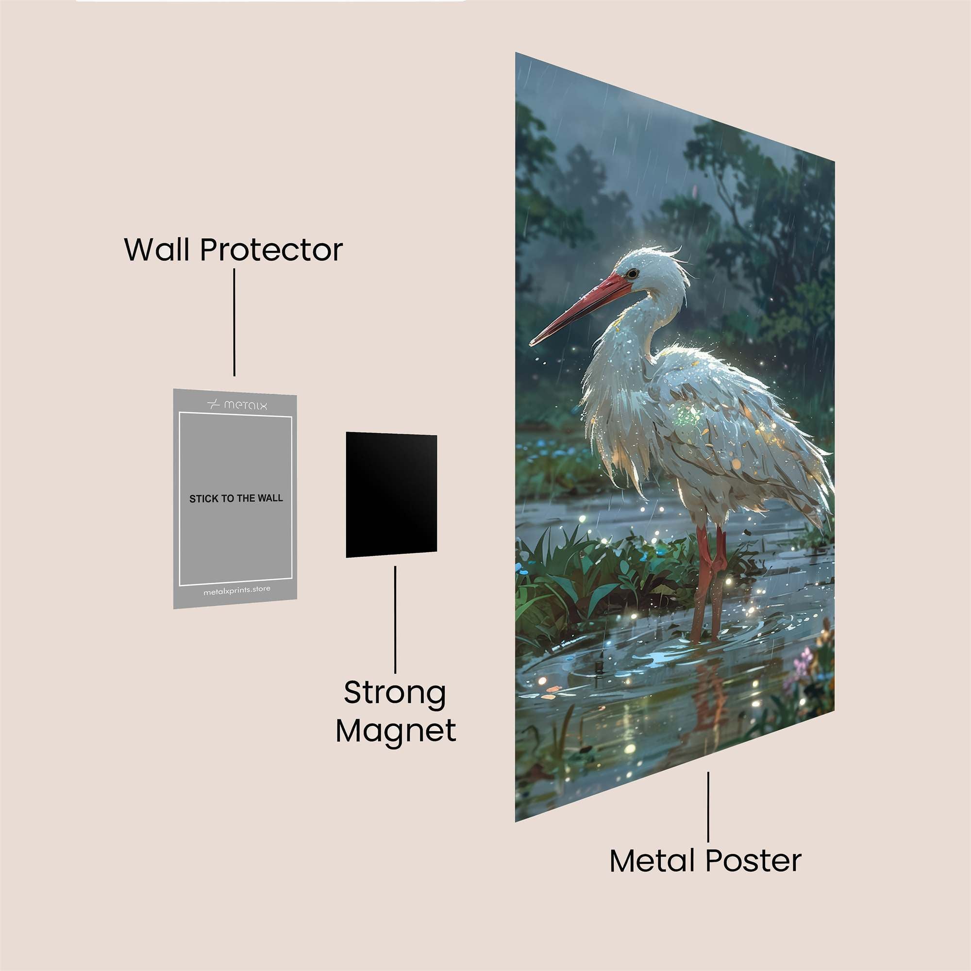 Ethereal Egret Safe Wall Magnetic / M
