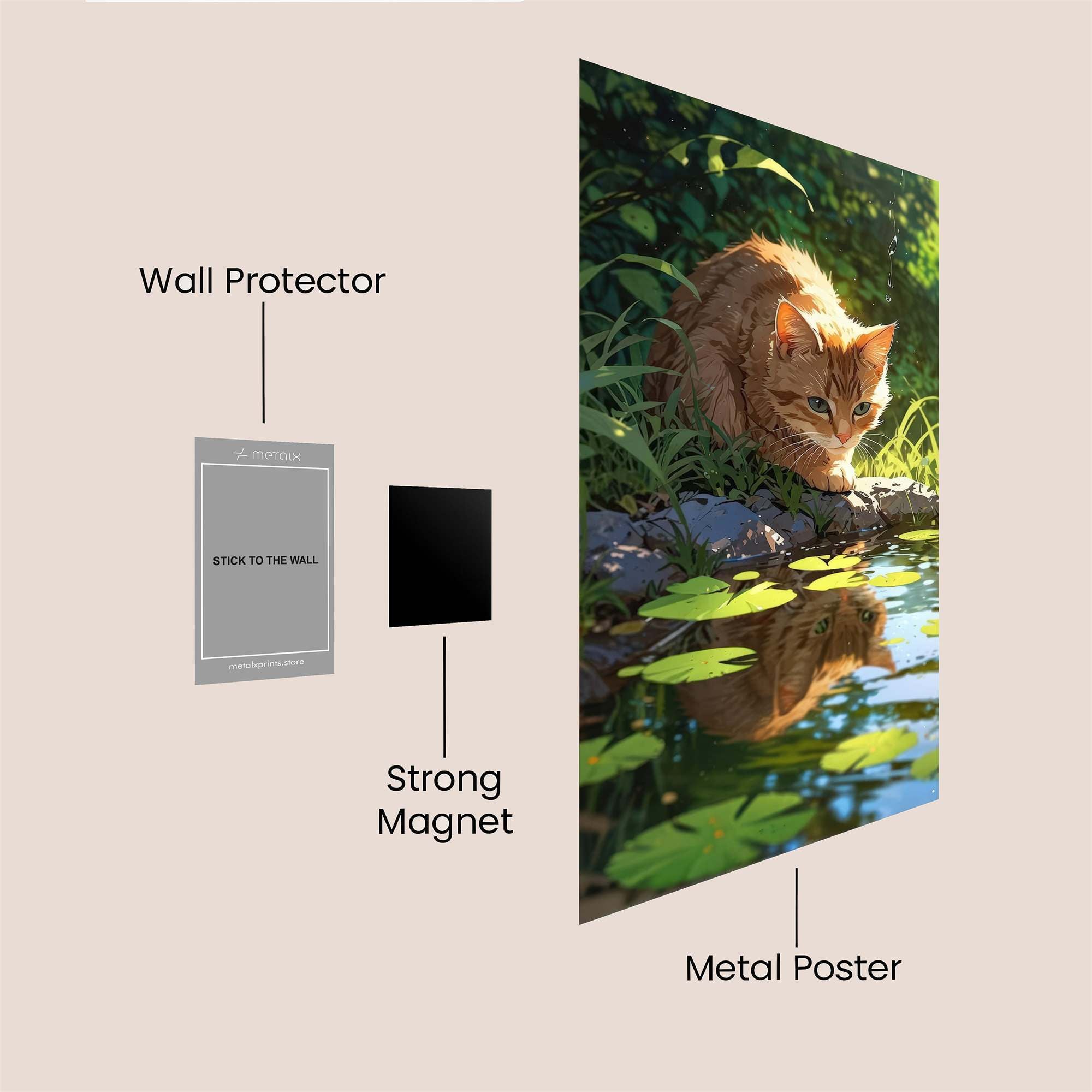 Cat Contemplation Safe Wall Magnetic / M