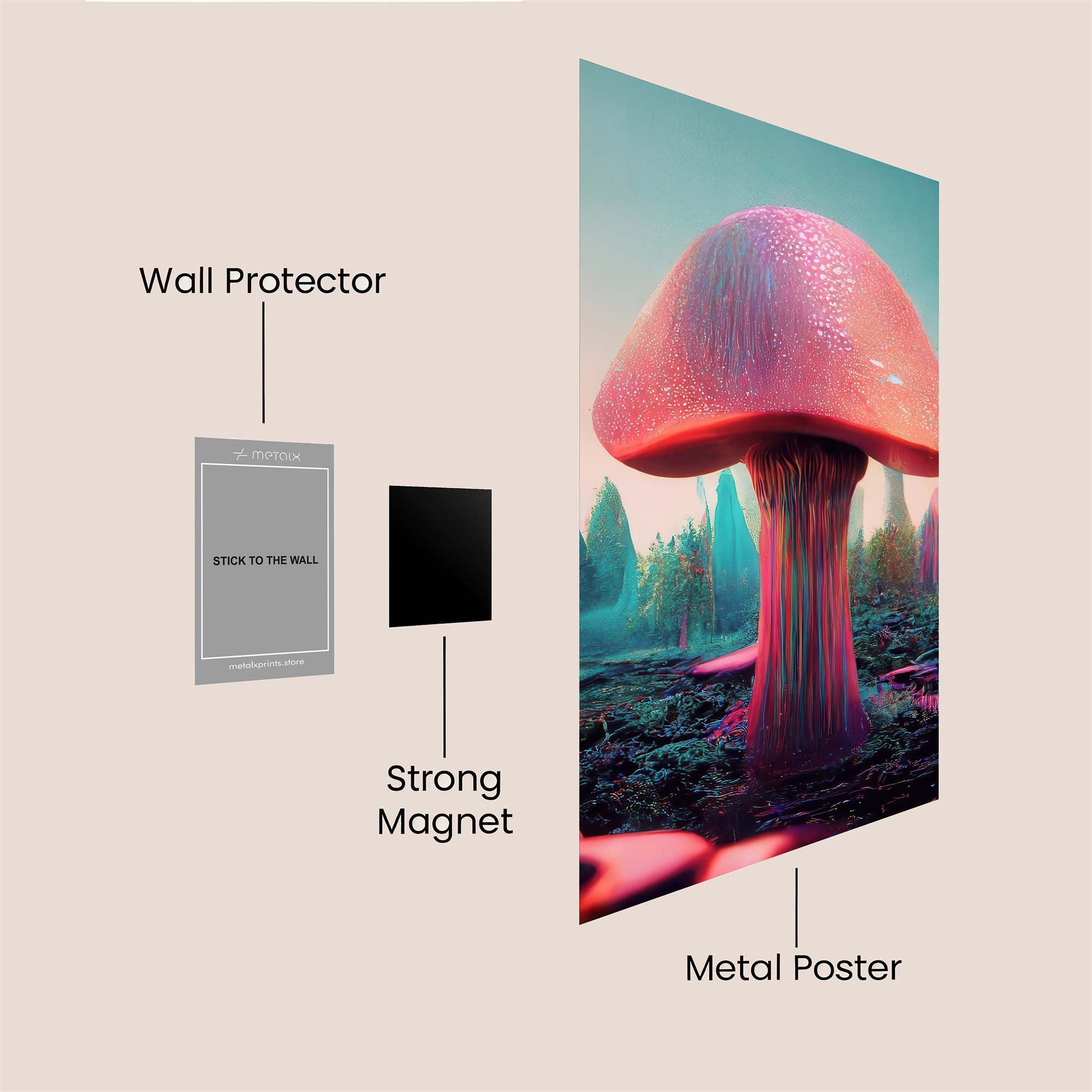 Mushroom Dreamscape Safe Wall Magnetic / M