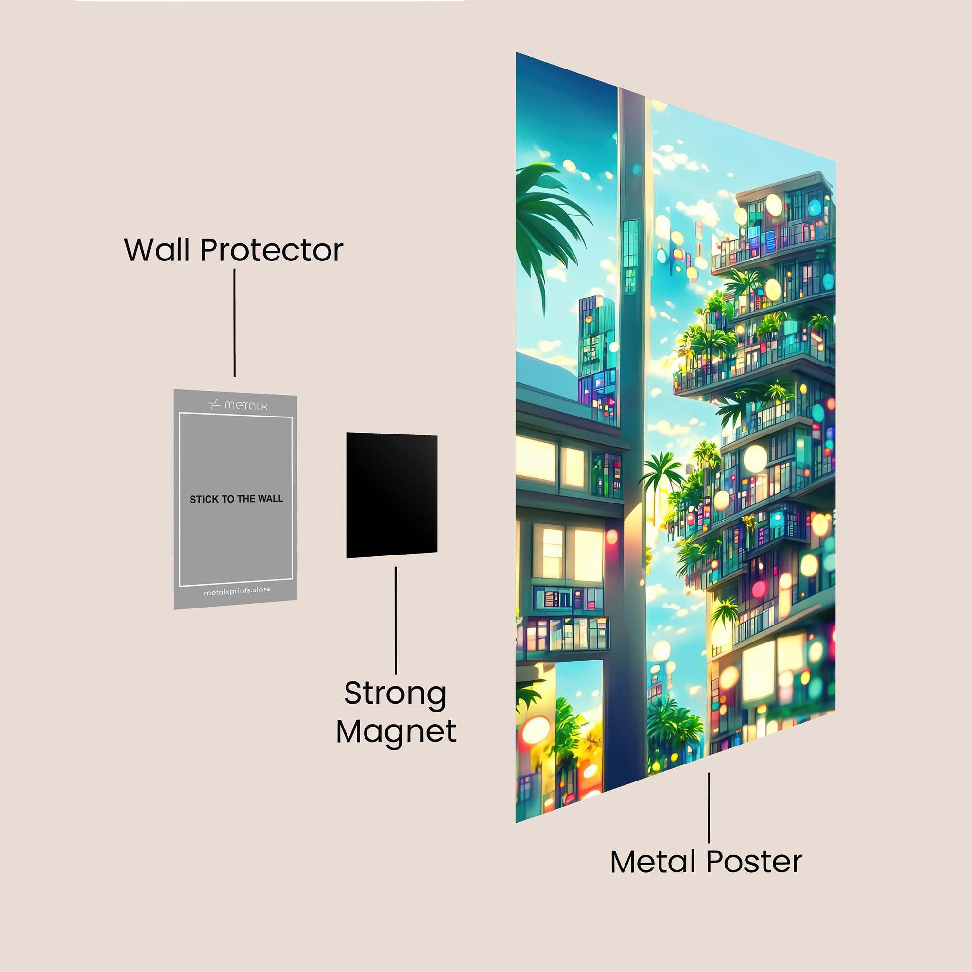 Cityscape Serenity Safe Wall Magnetic / M