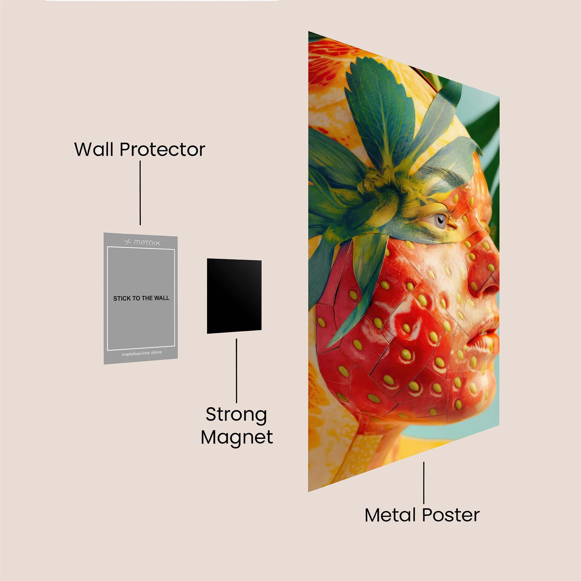 Strawberry Whimsy Safe Wall Magnetic / M