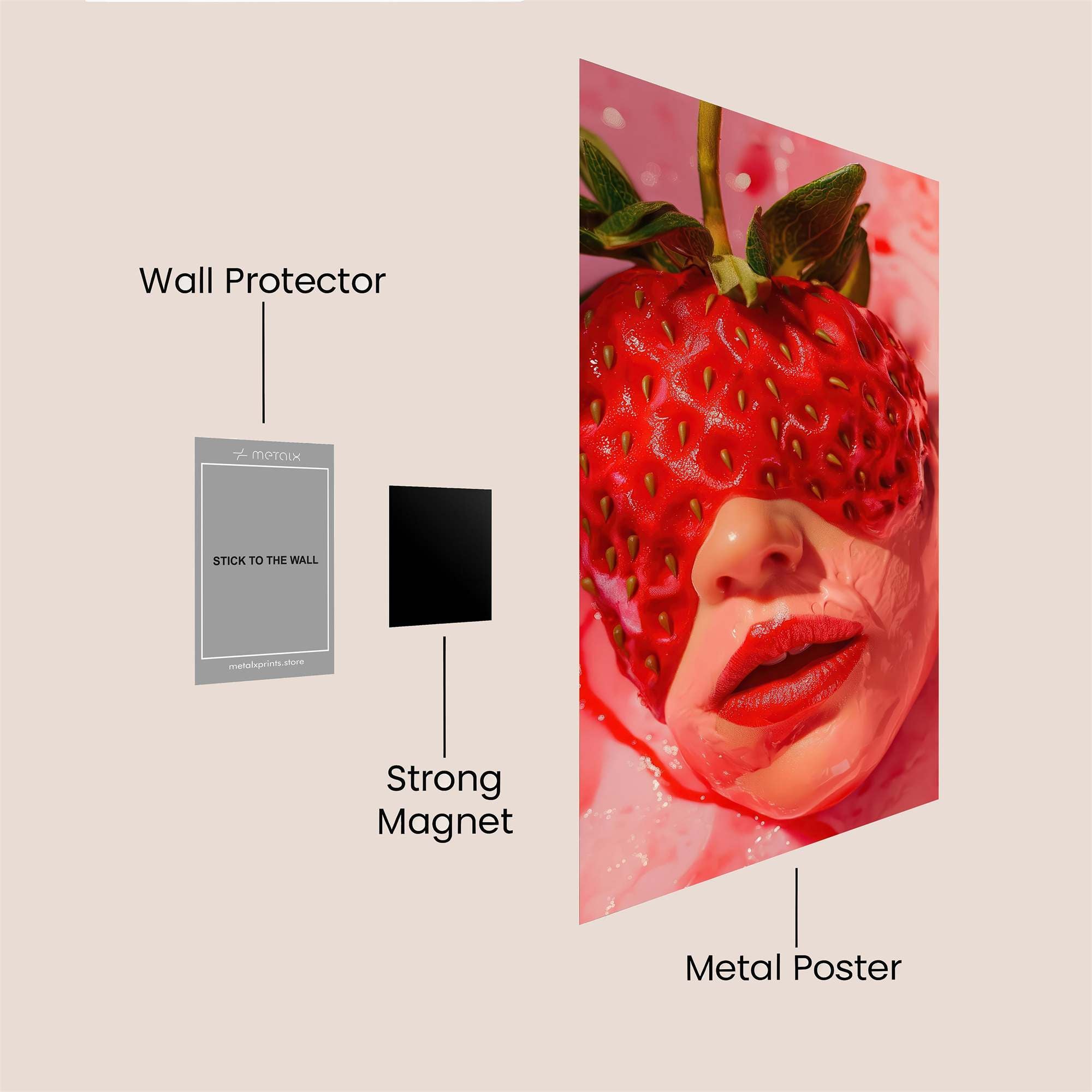 Strawberry Surreal Safe Wall Magnetic / M