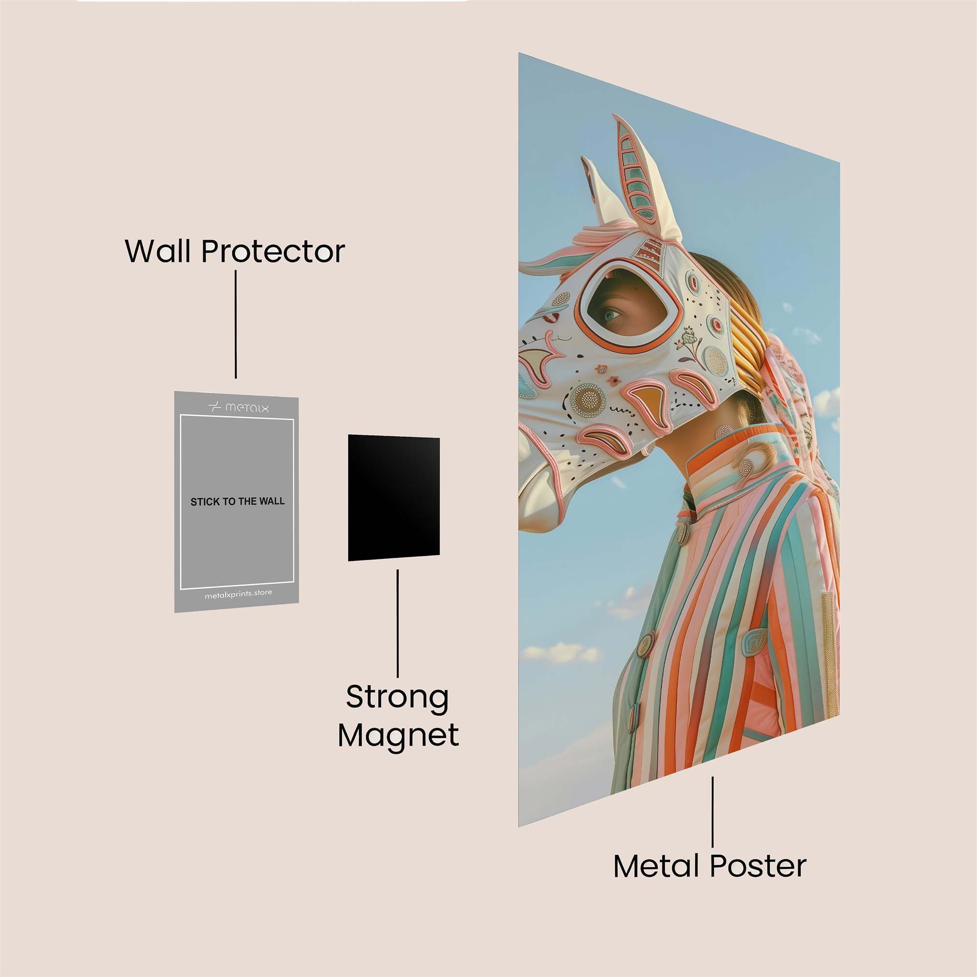 Horse Whimsy Safe Wall Magnetic / M