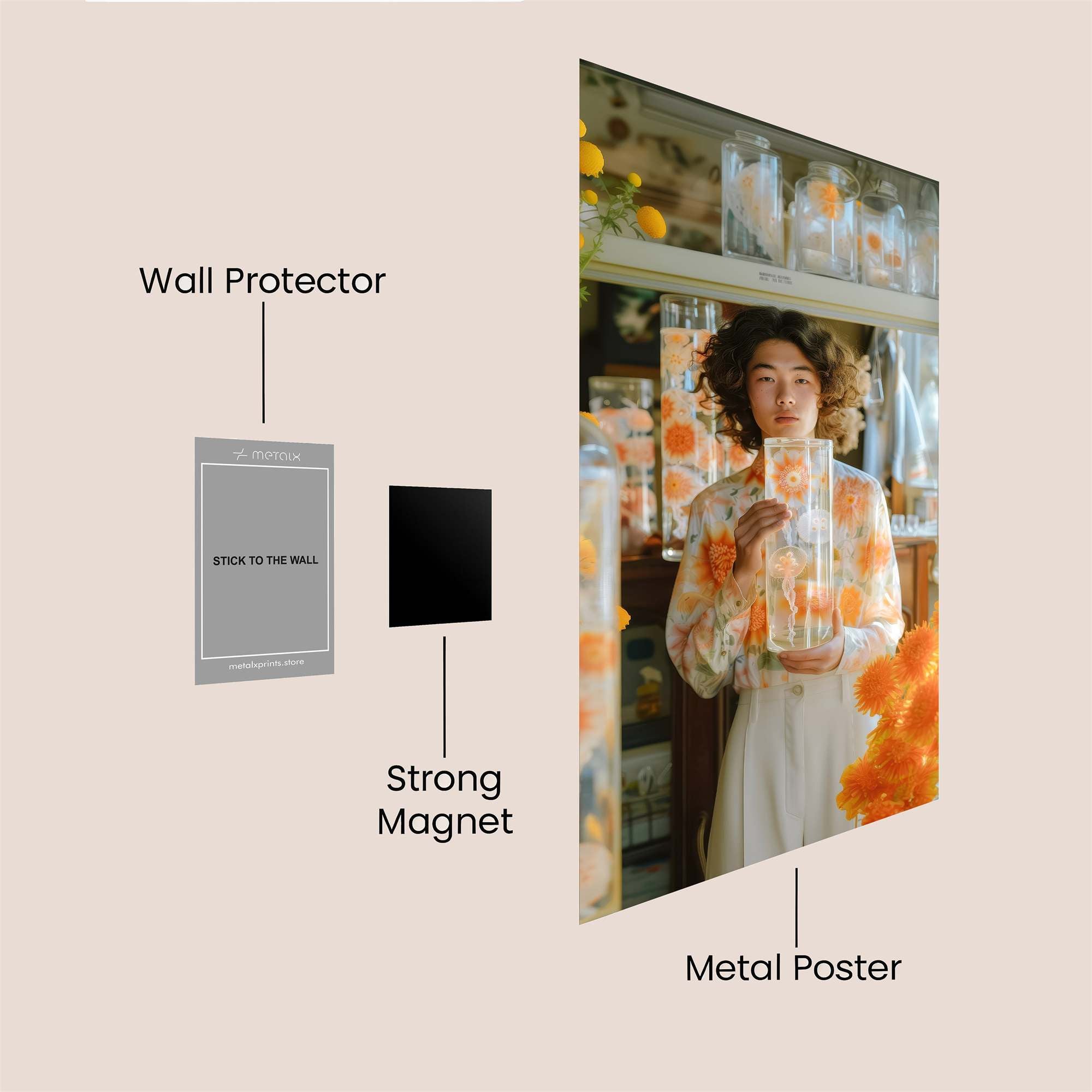 Floral Whimsy Safe Wall Magnetic / M
