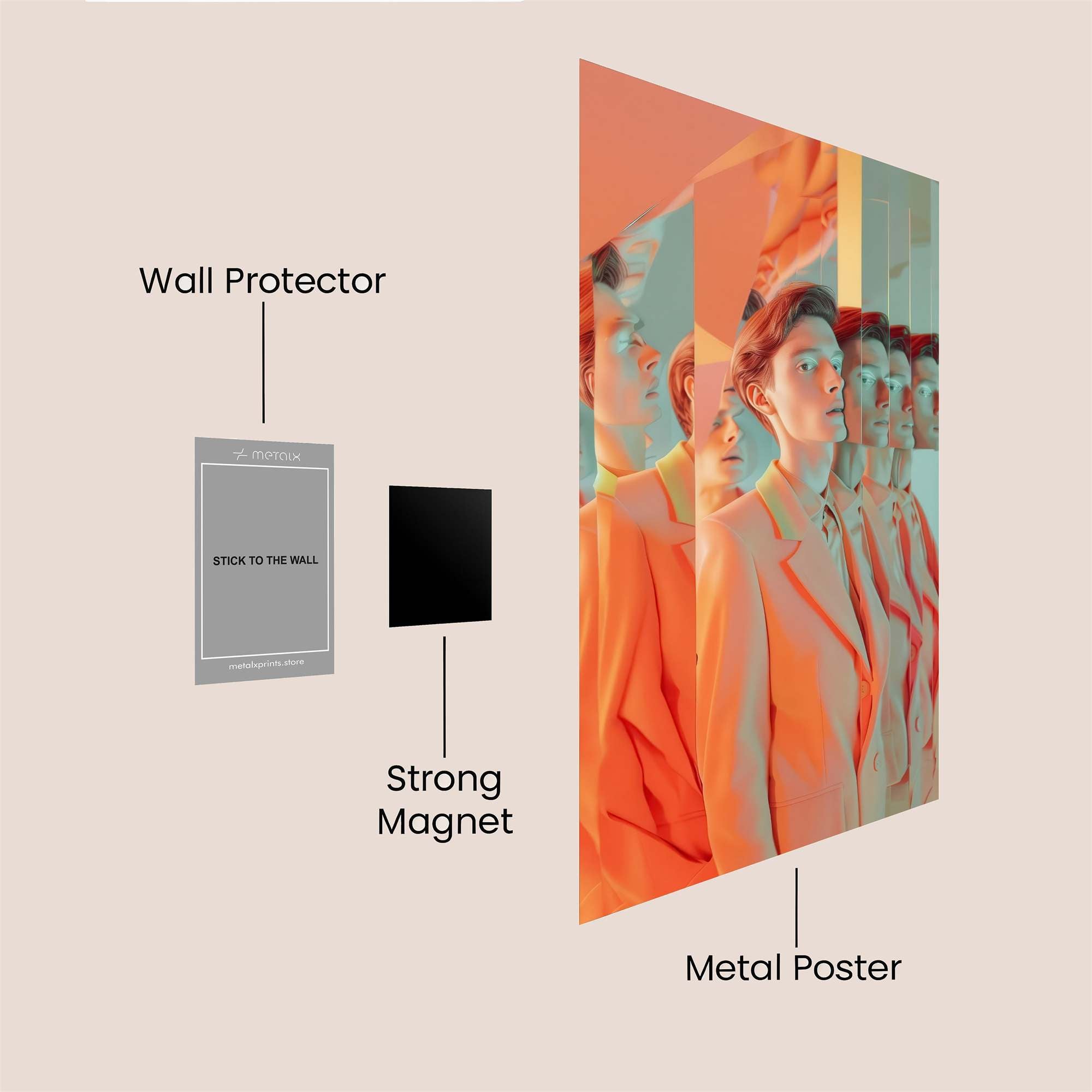 Mirrored Elegance Safe Wall Magnetic / M