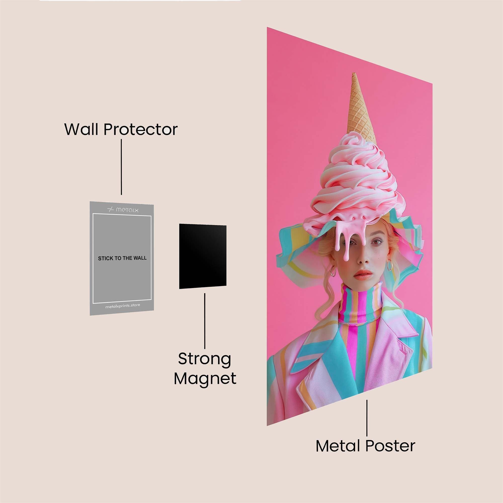 Icecream Whimsy Safe Wall Magnetic / M