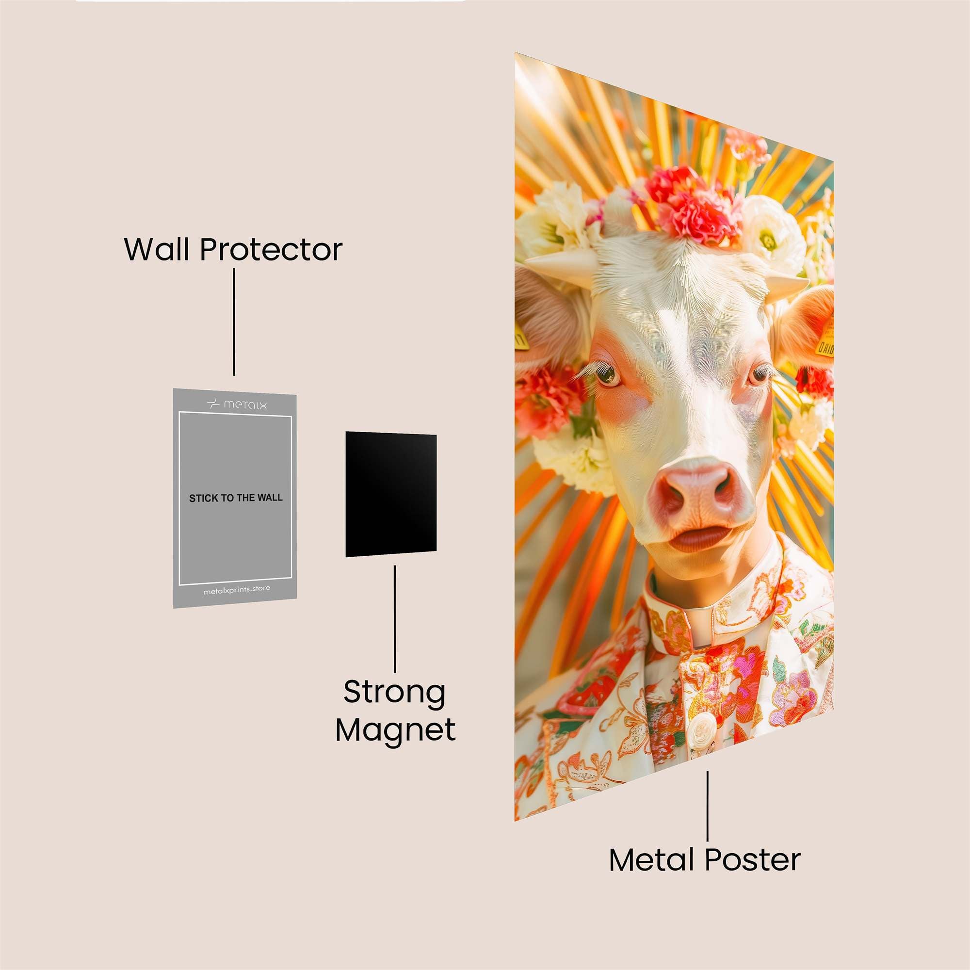 Floral Bovine Safe Wall Magnetic / M