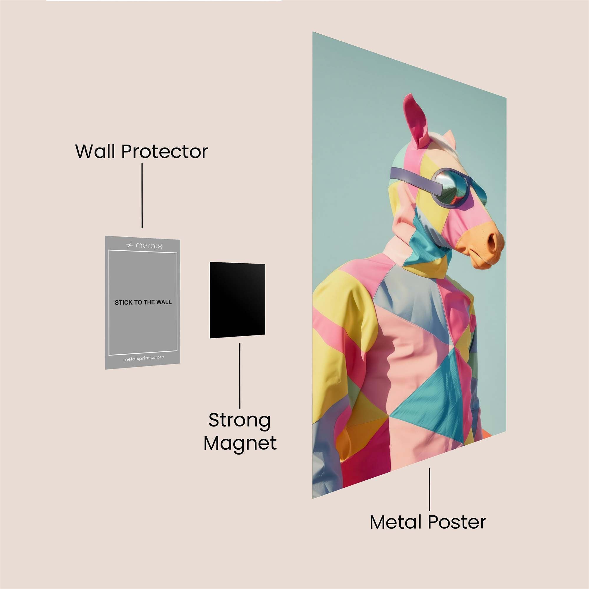 Horse Whimsy Safe Wall Magnetic / M