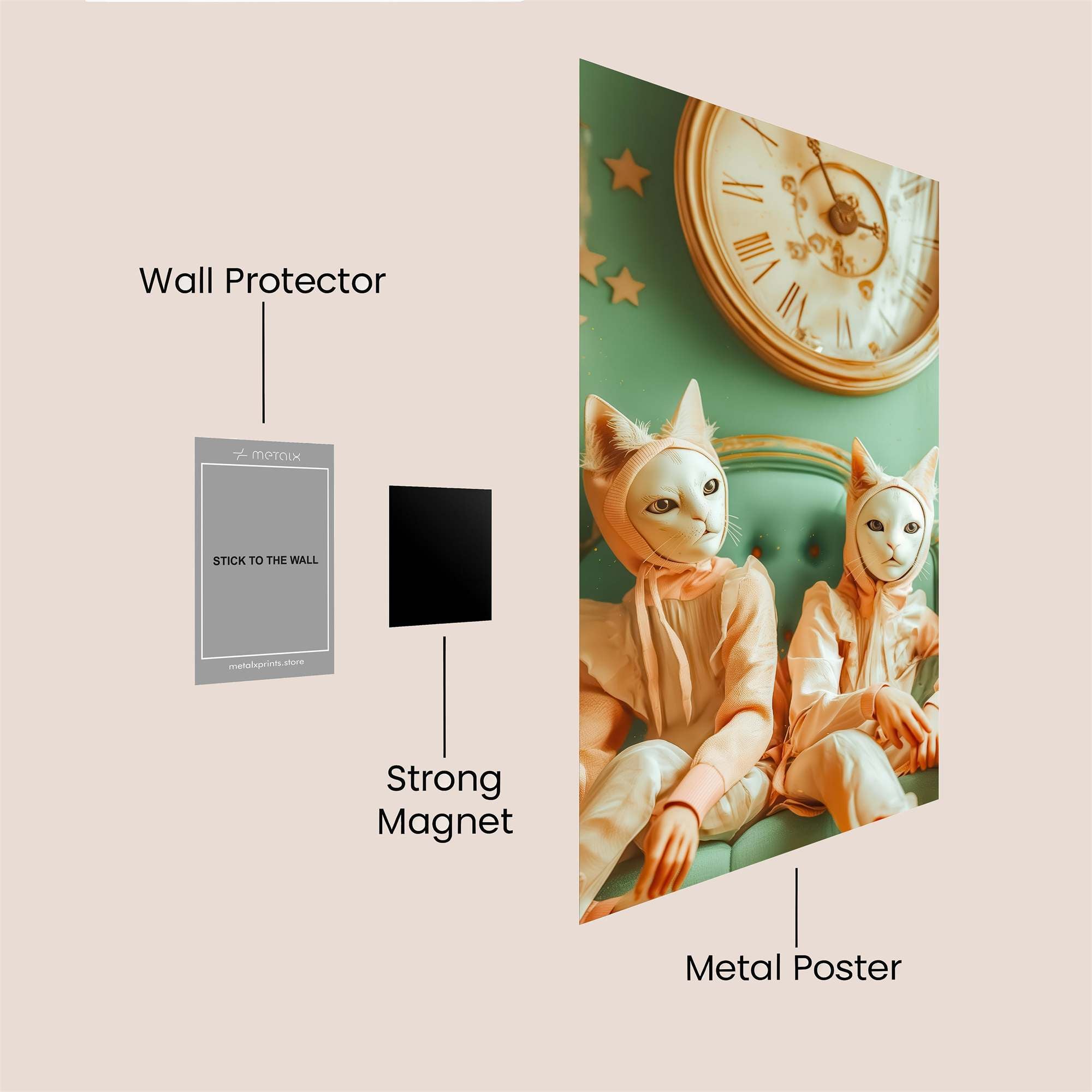 Cat Whimsy Safe Wall Magnetic / M