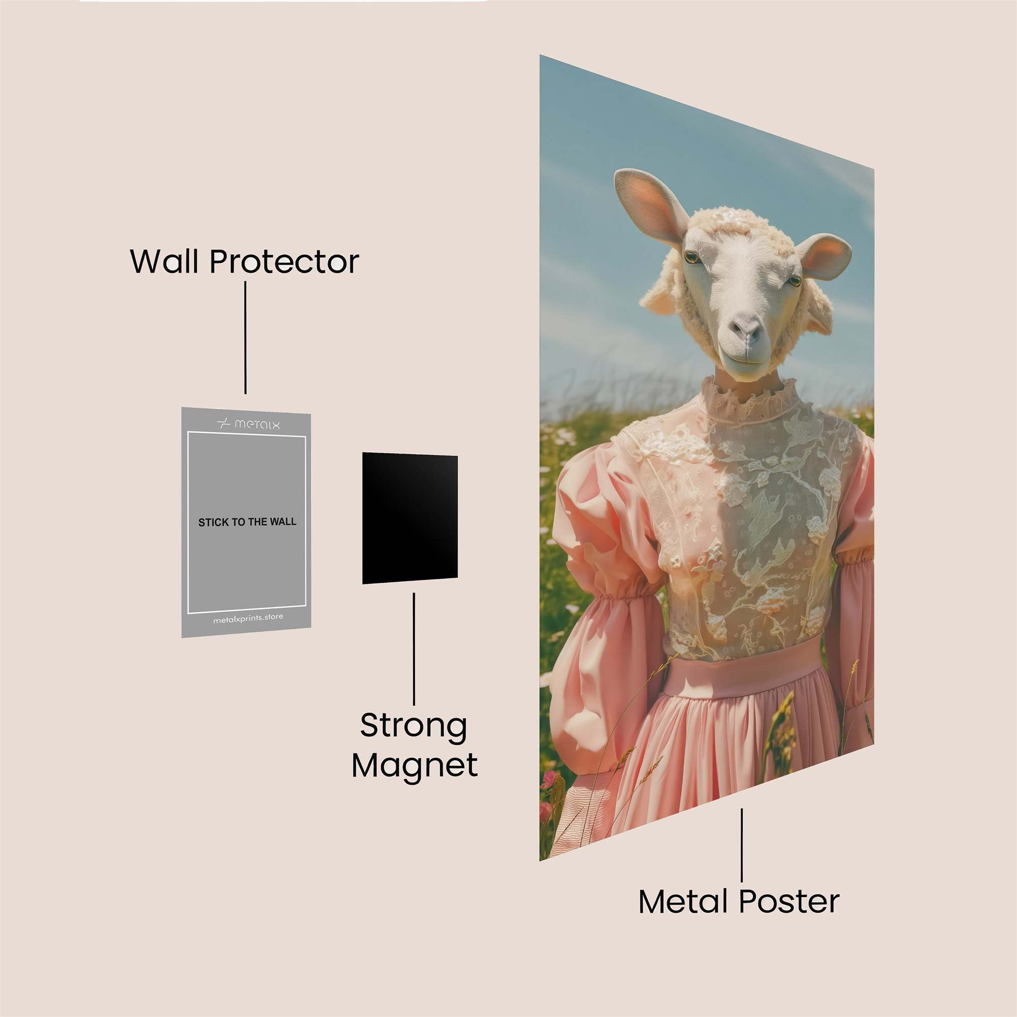 Sheepish Whimsy Safe Wall Magnetic / M