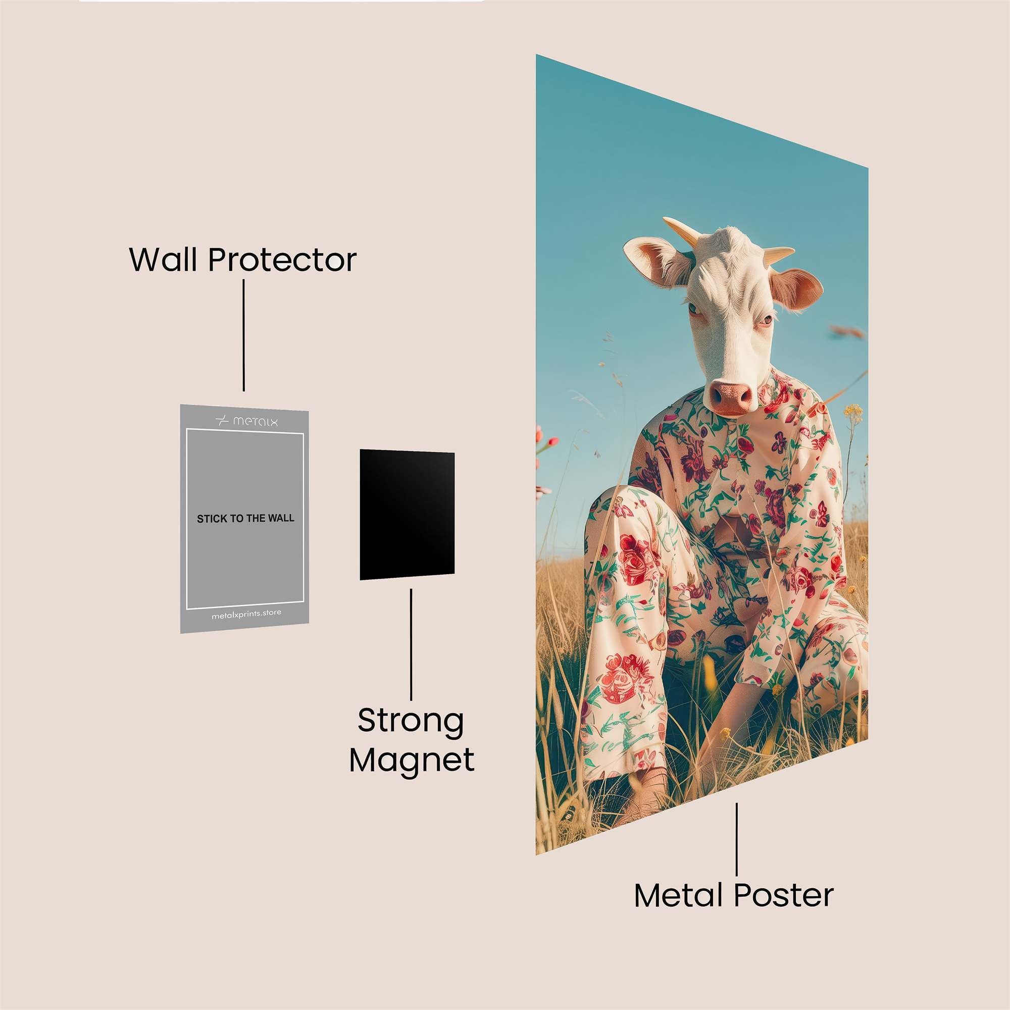 Cow Whimsy Safe Wall Magnetic / M