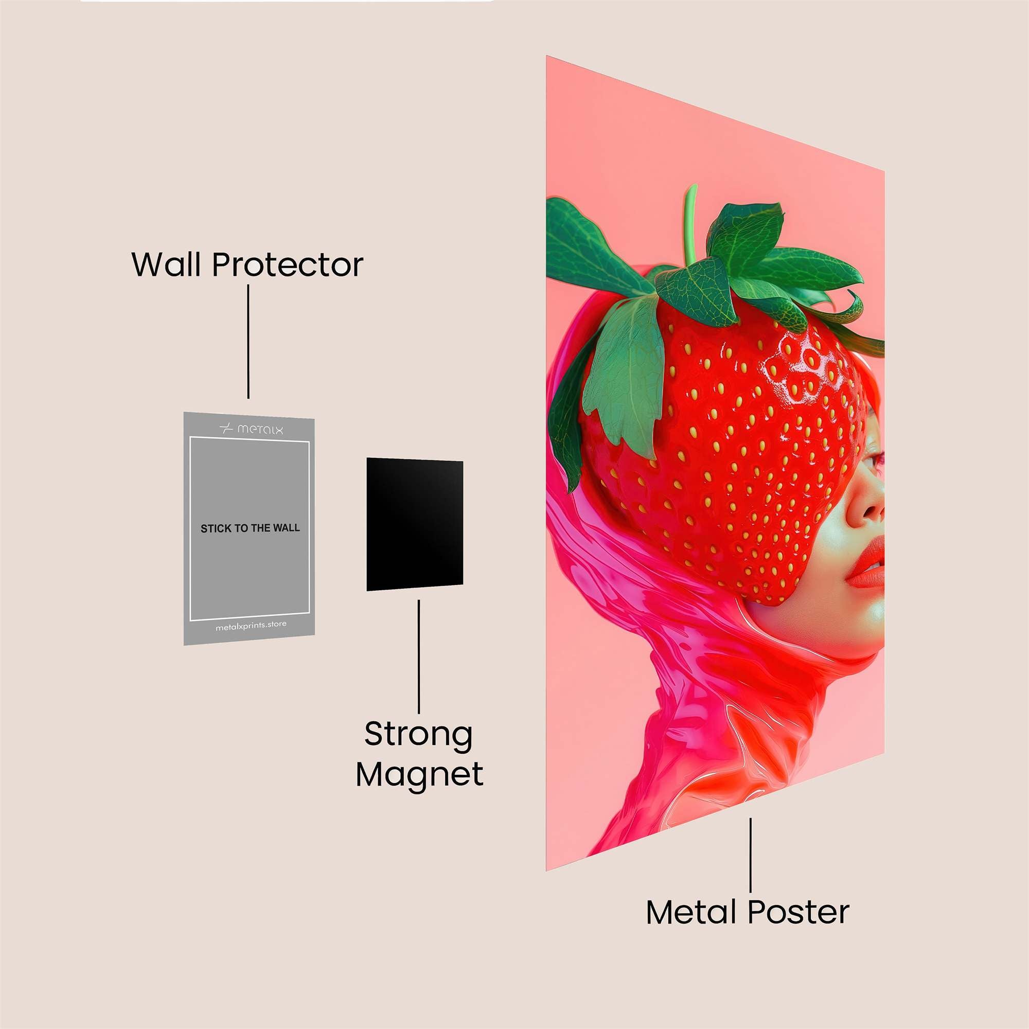 Strawberry Whimsy Safe Wall Magnetic / M