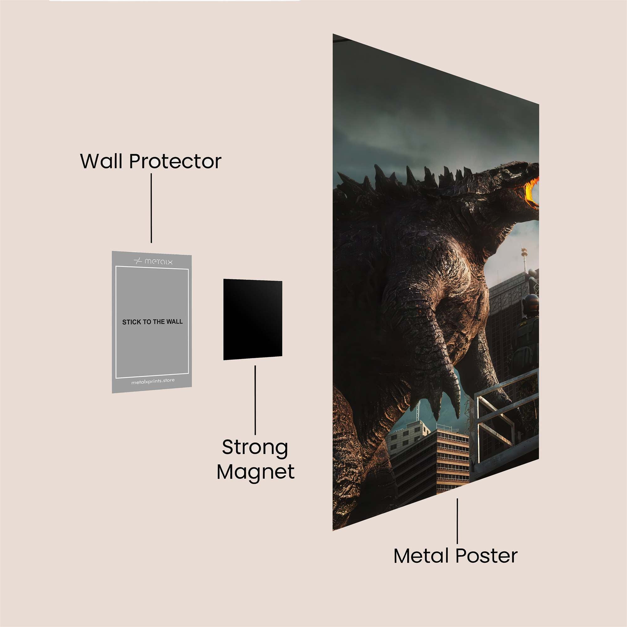 Godzilla Rampant Safe Wall Magnetic / M