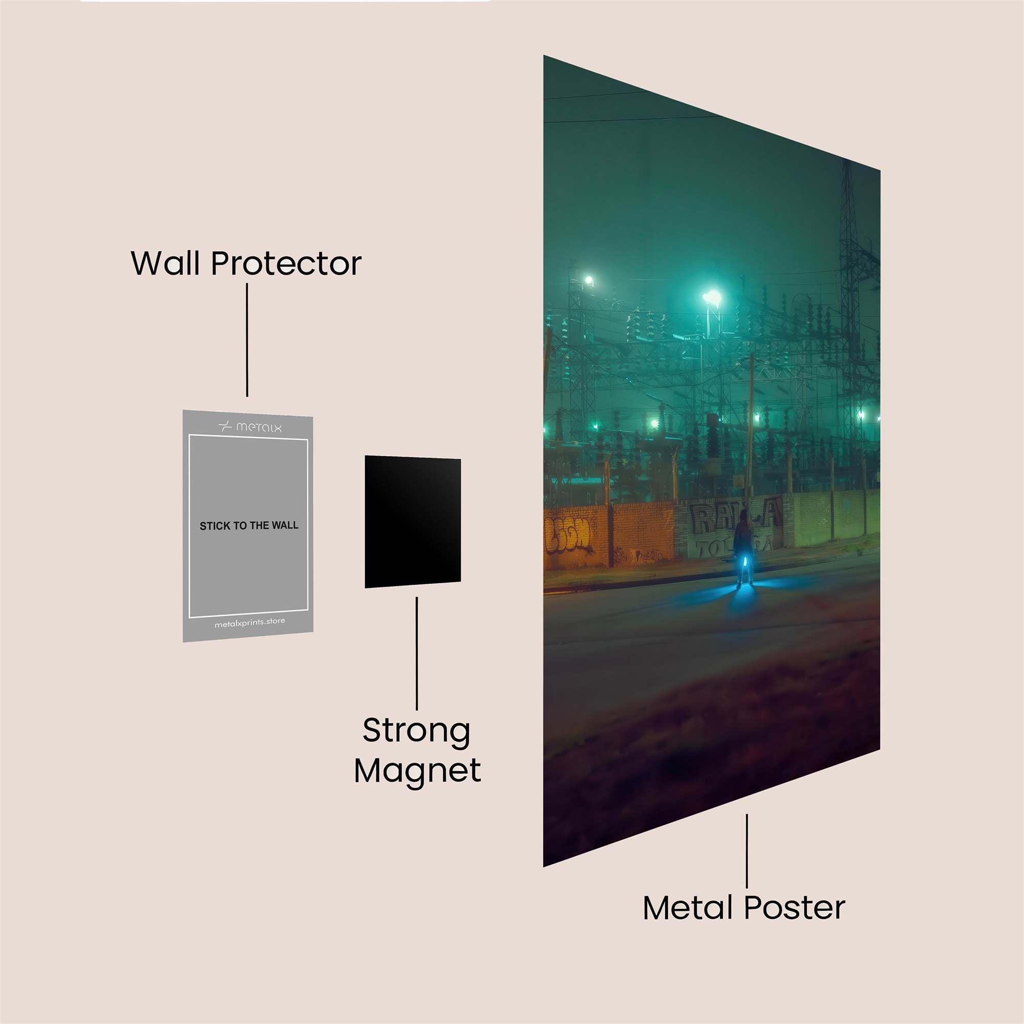 Grid Gloom Safe Wall Magnetic / M