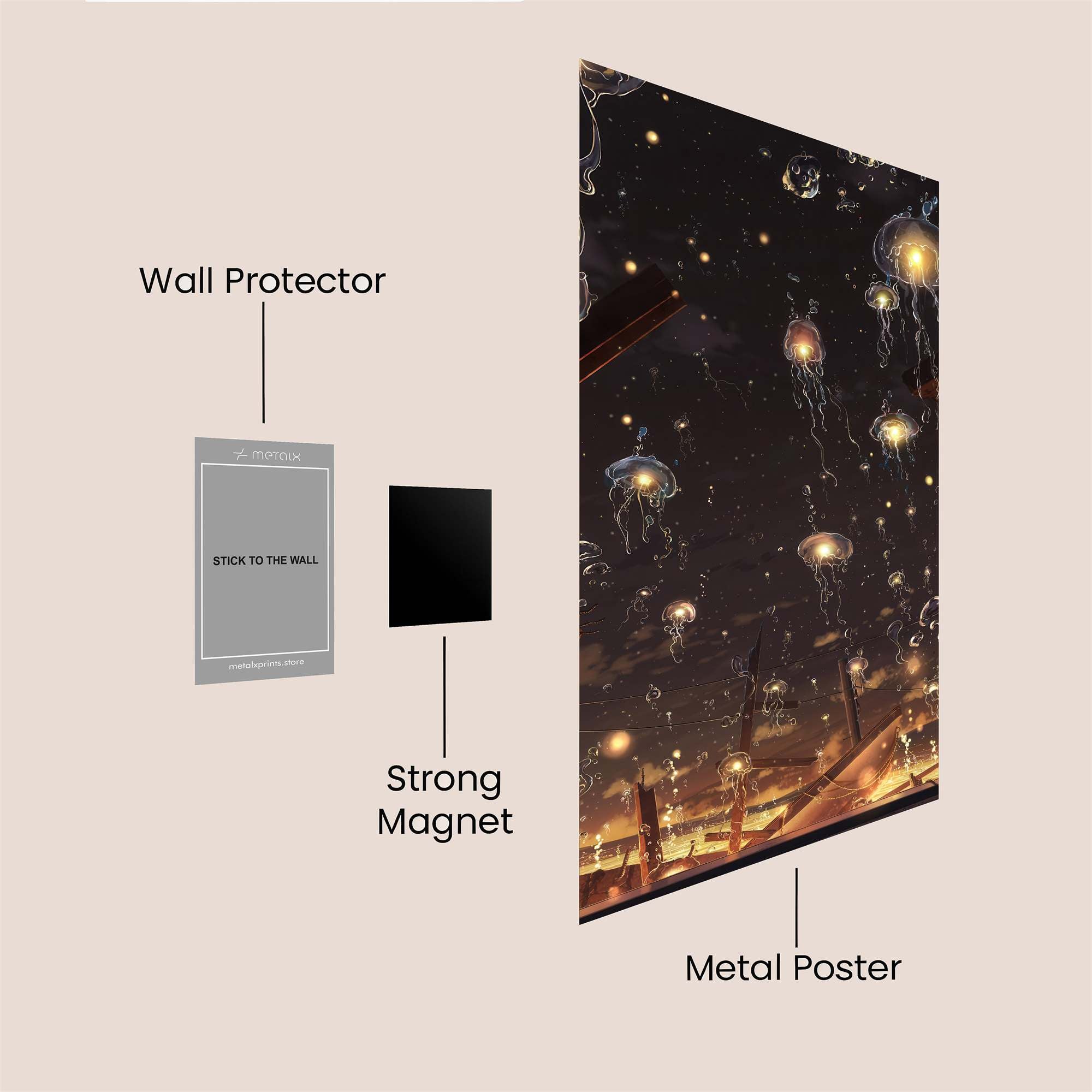 Jellyfish Glow Safe Wall Magnetic / M