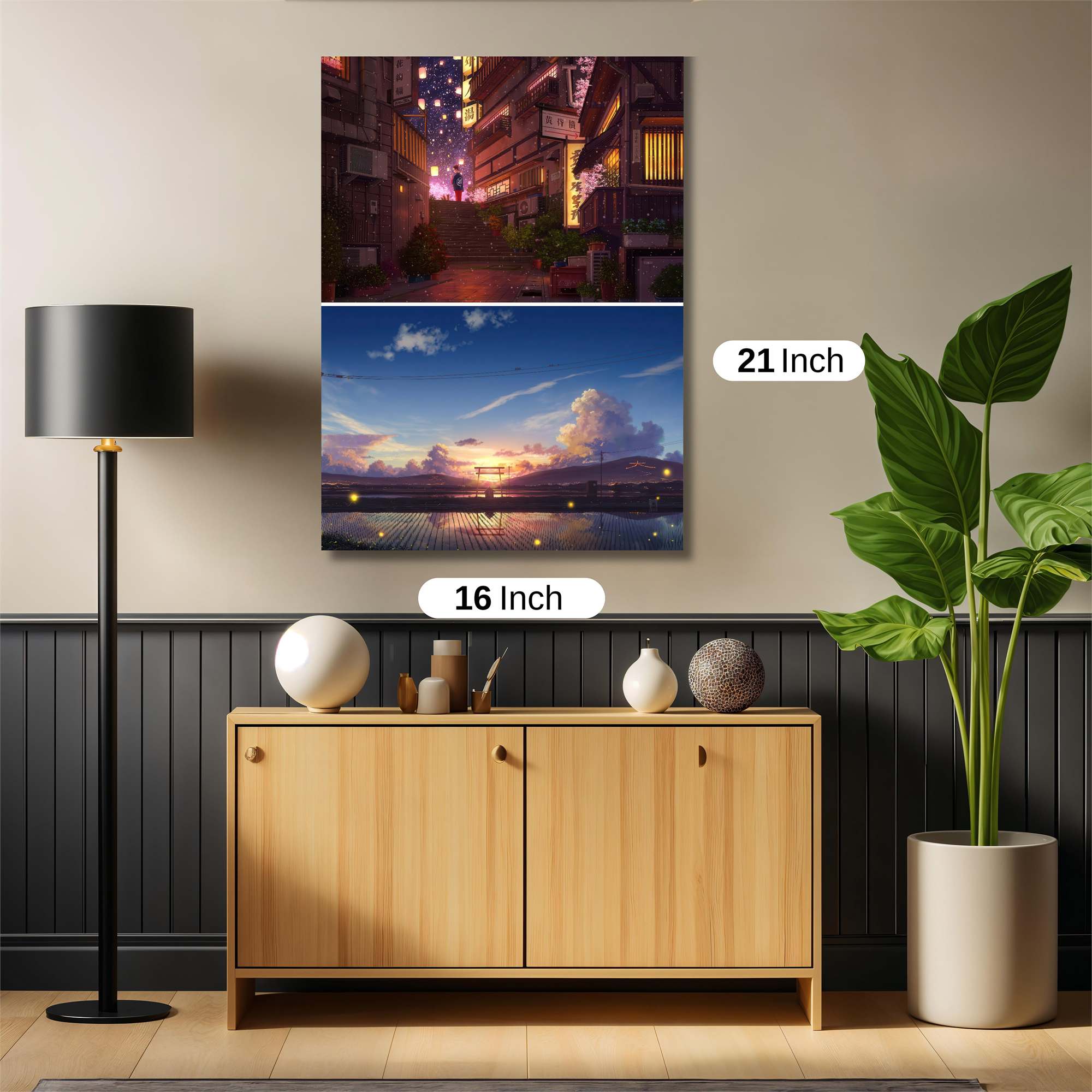 Lantern Serenity, Sunset Tranquility Safe Wall Magnetic / M