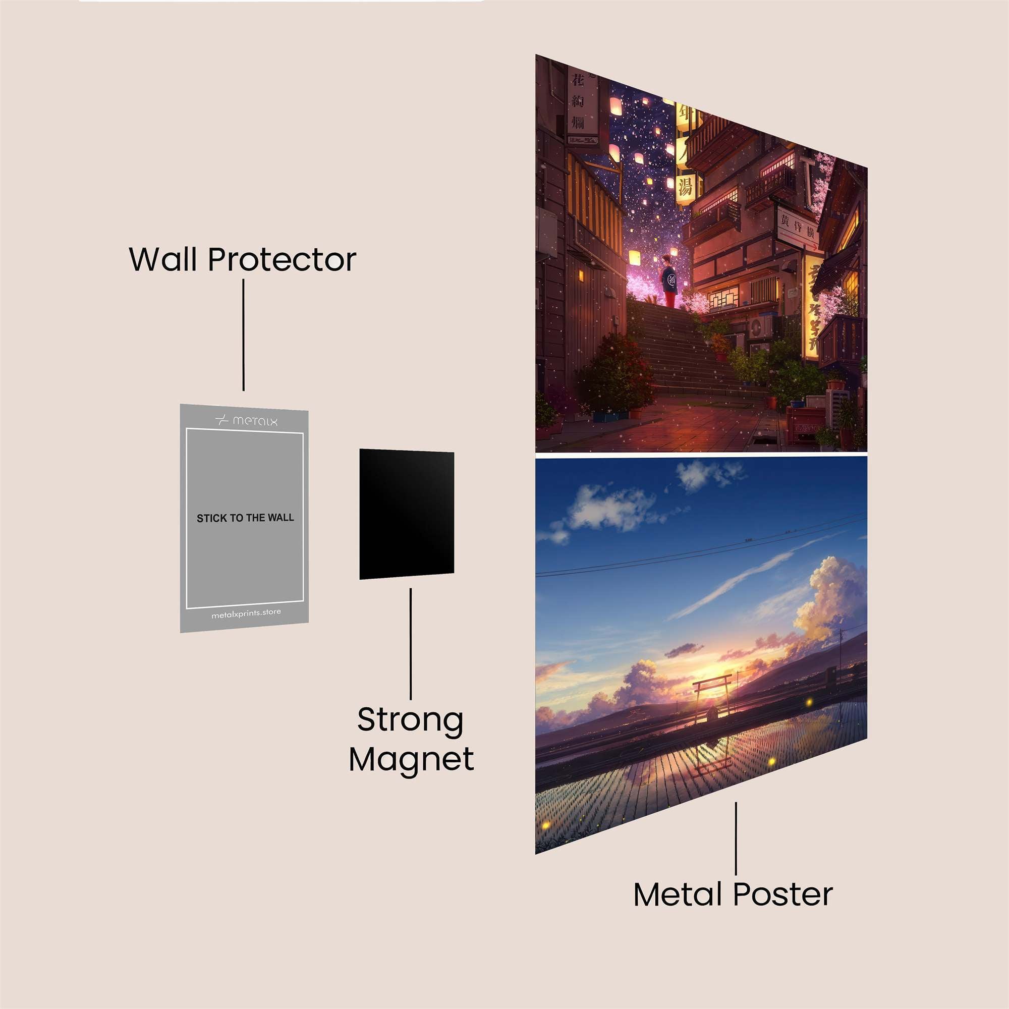 Lantern Serenity, Sunset Tranquility Safe Wall Magnetic / M