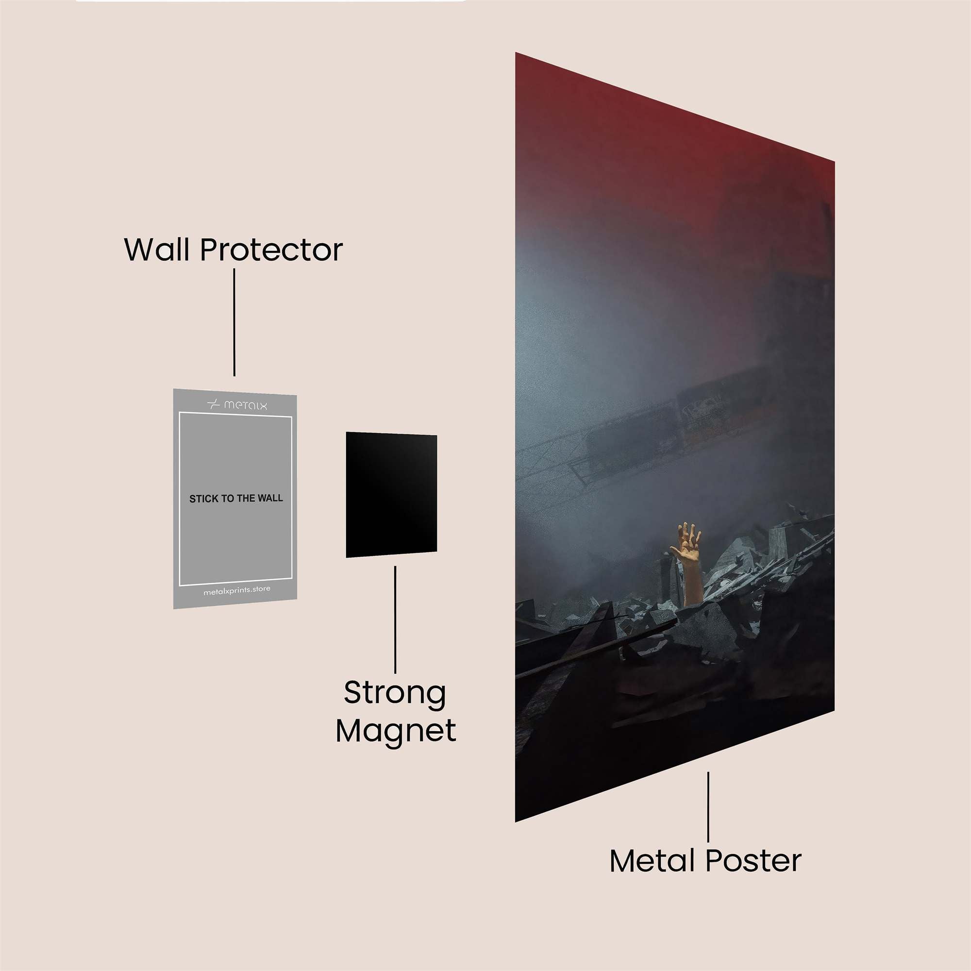 Hand Emerges Safe Wall Magnetic / M