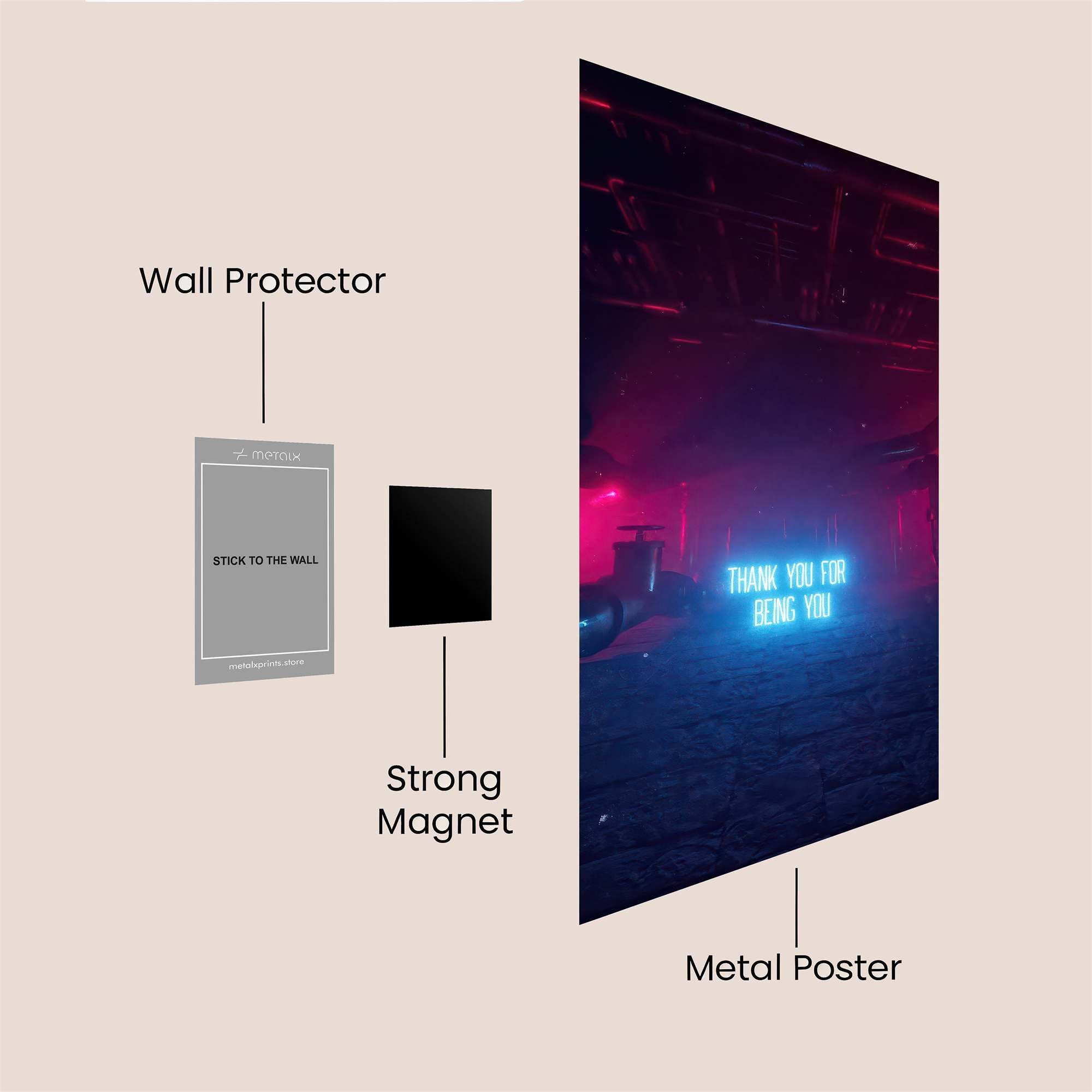 Neon Gratitude Safe Wall Magnetic / M