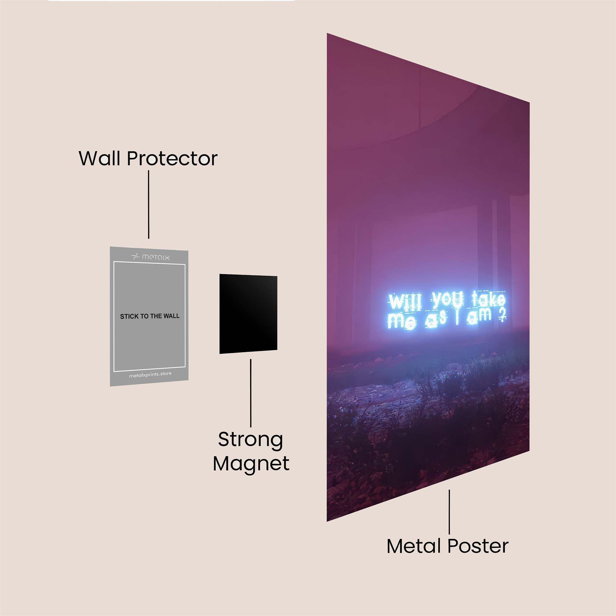 Neon Solitude Safe Wall Magnetic / M