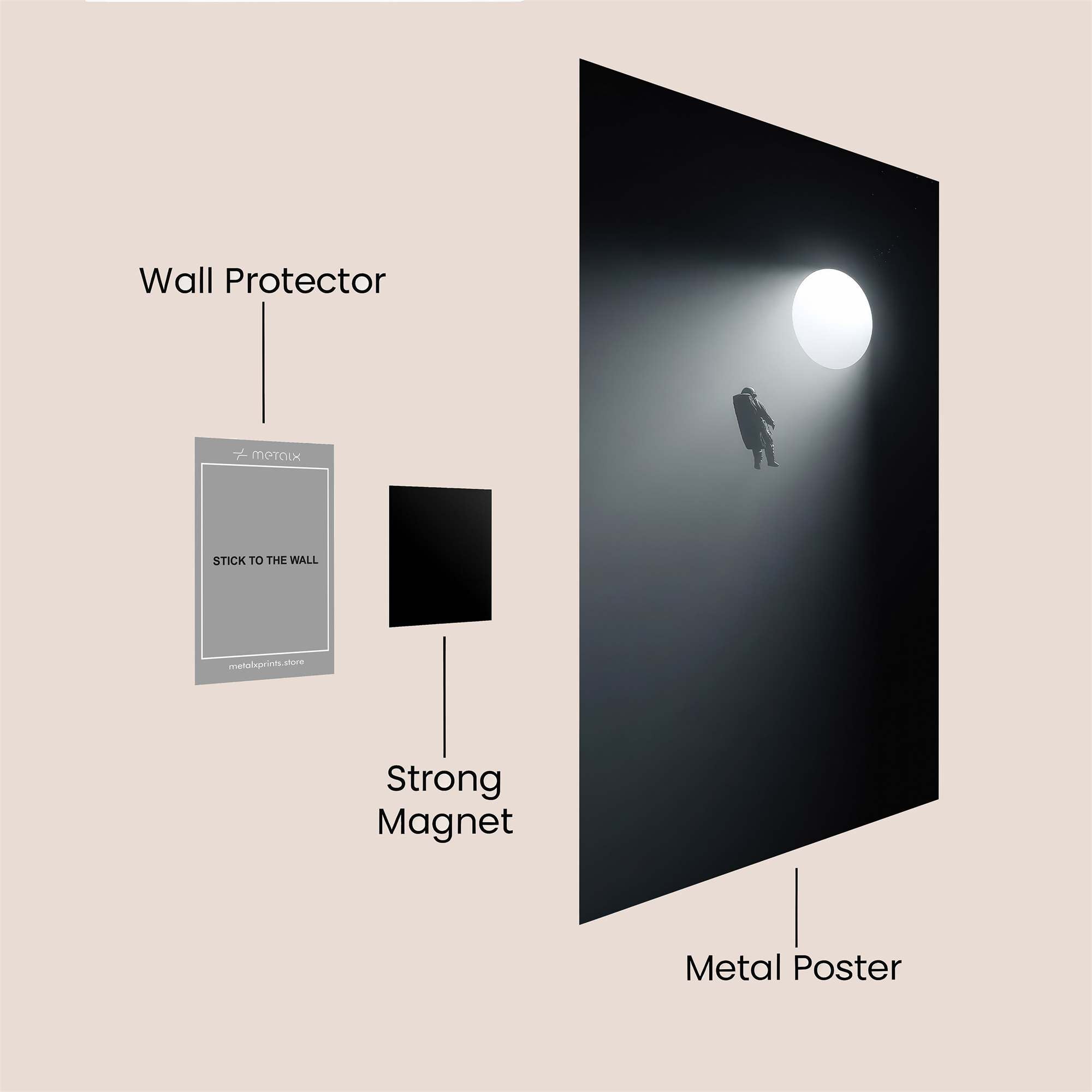 Astronaut Drifting Safe Wall Magnetic / M