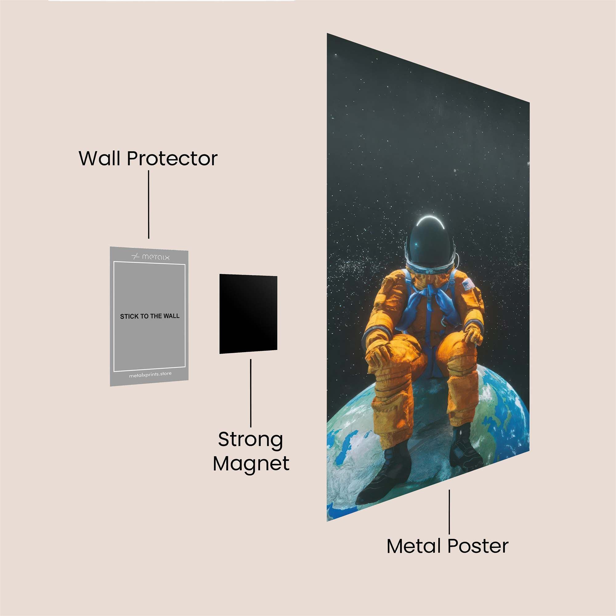 Astronaut Pensive Safe Wall Magnetic / M