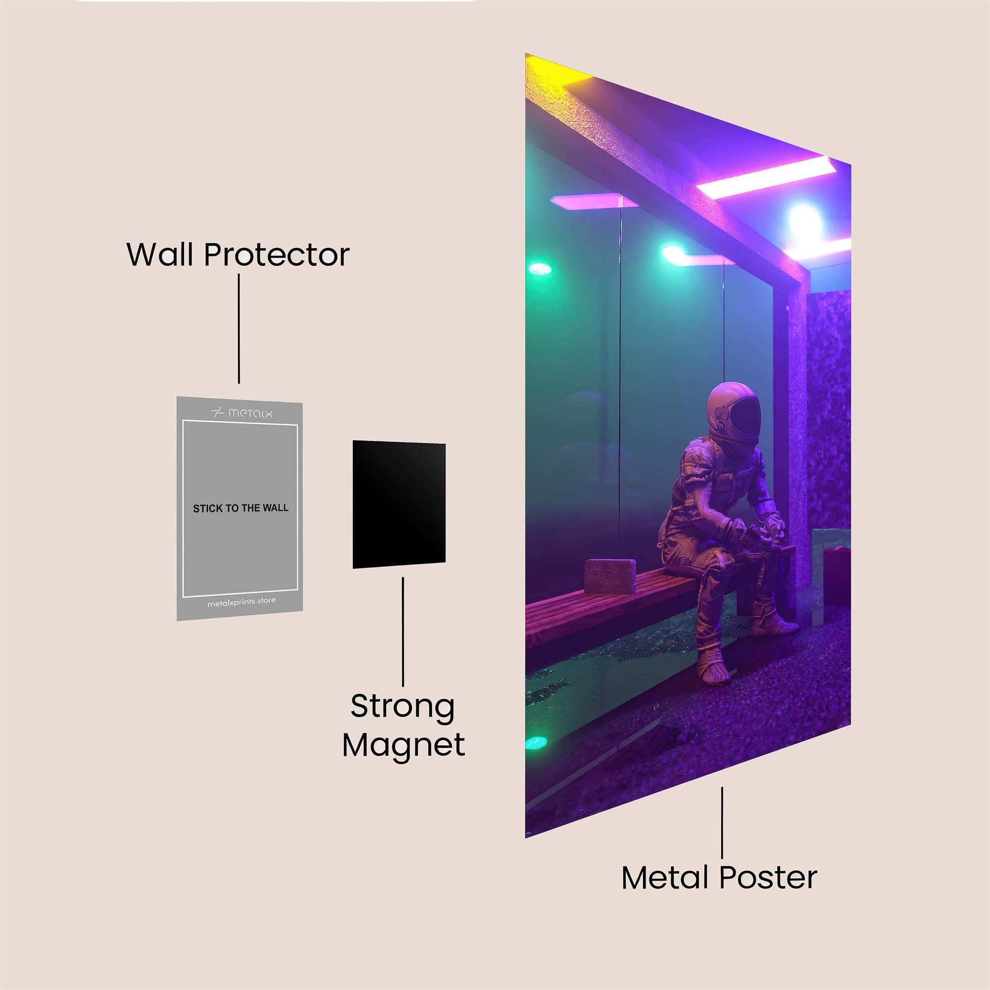Astronaut Waiting Safe Wall Magnetic / M