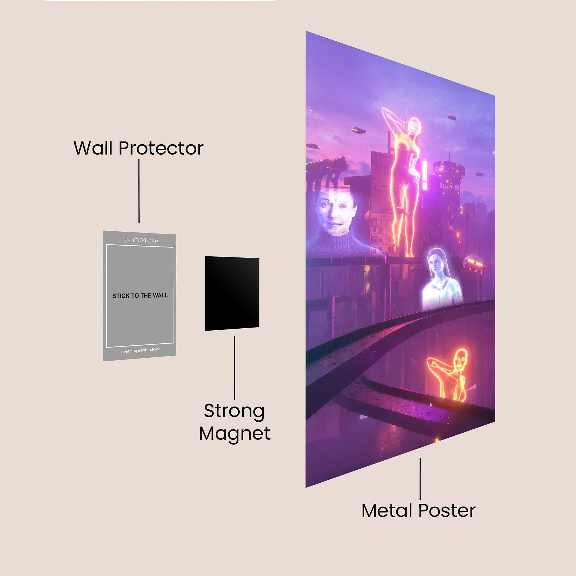 Neon Dreamscape Safe Wall Magnetic / M