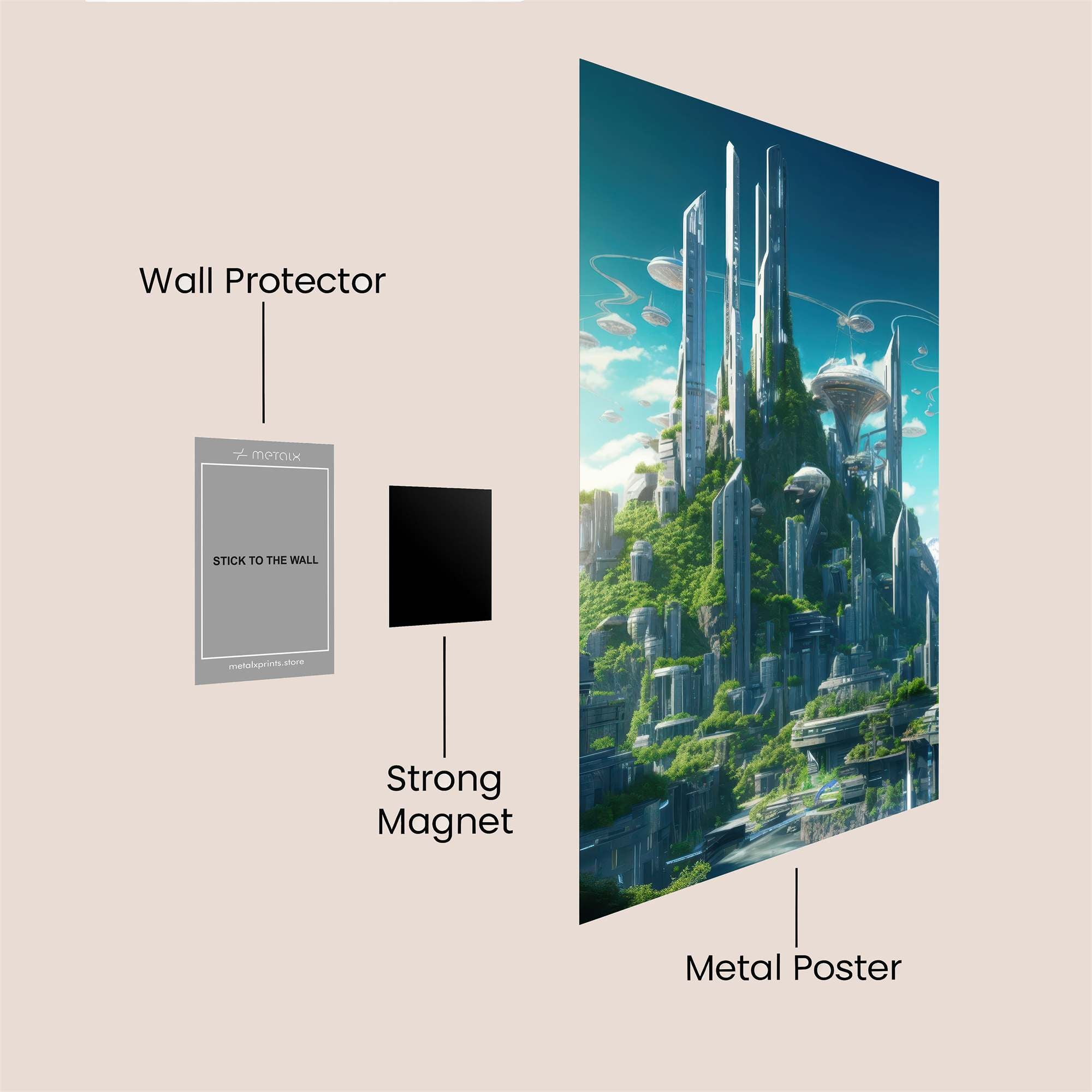 Futuristic Serenity Safe Wall Magnetic / M