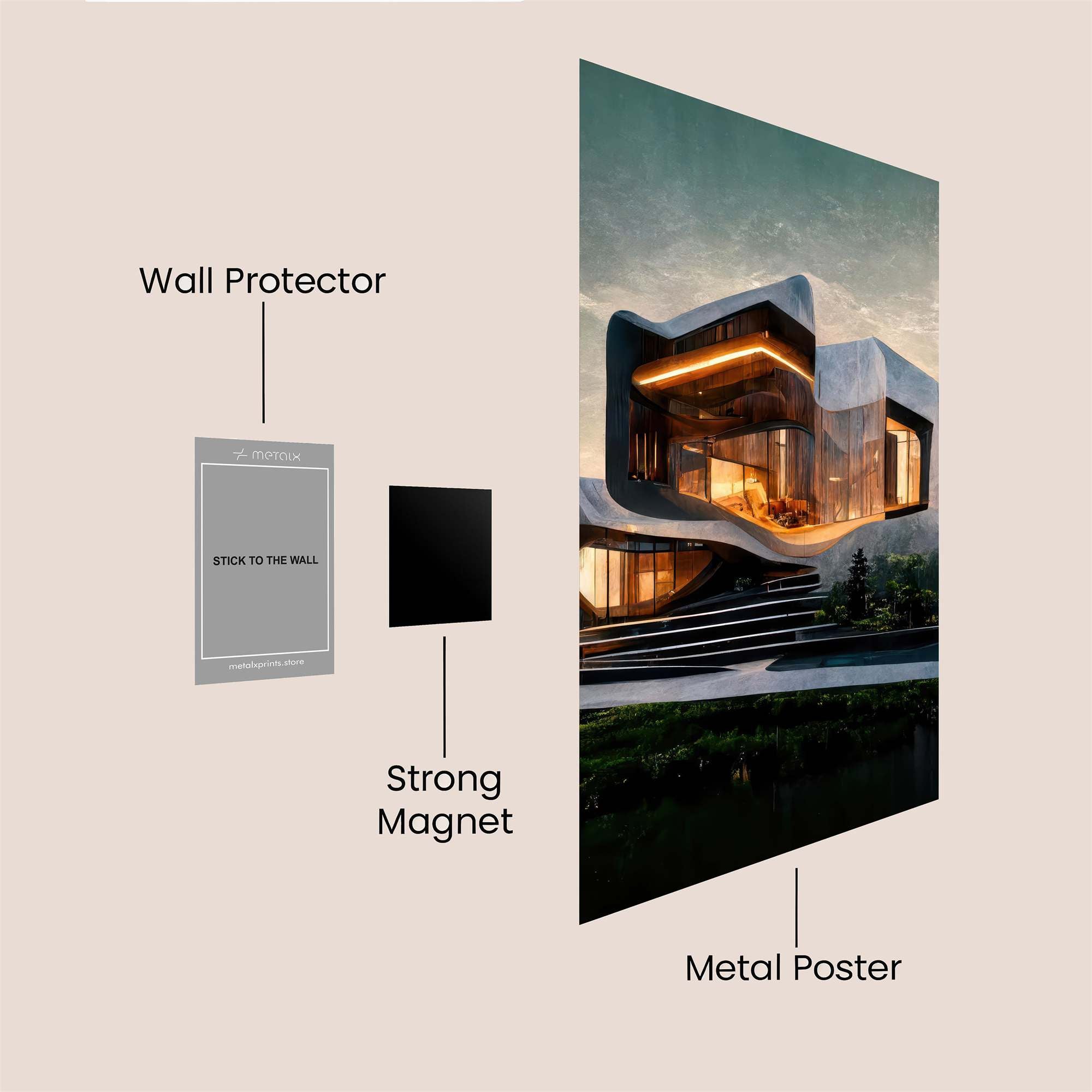 Futuristic Serenity Safe Wall Magnetic / M