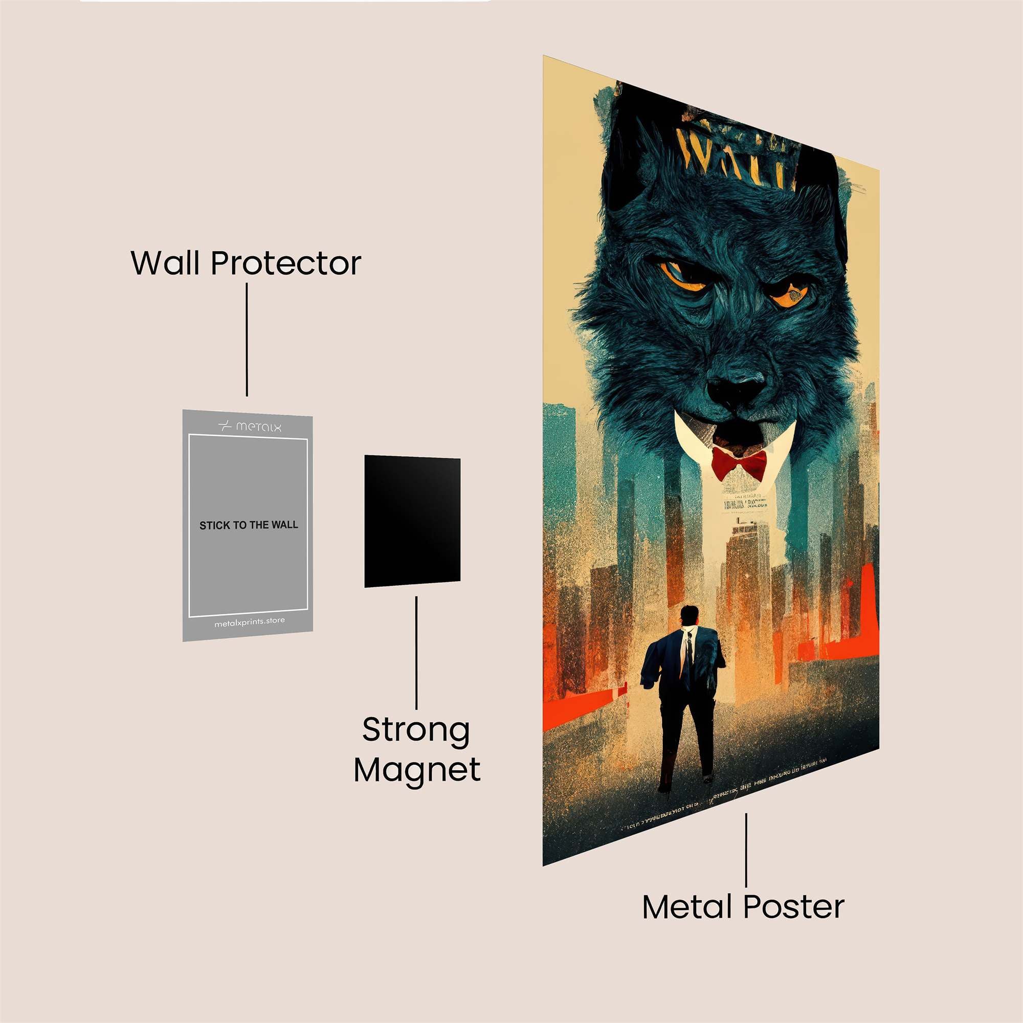 Wolf Intimidating Safe Wall Magnetic / M