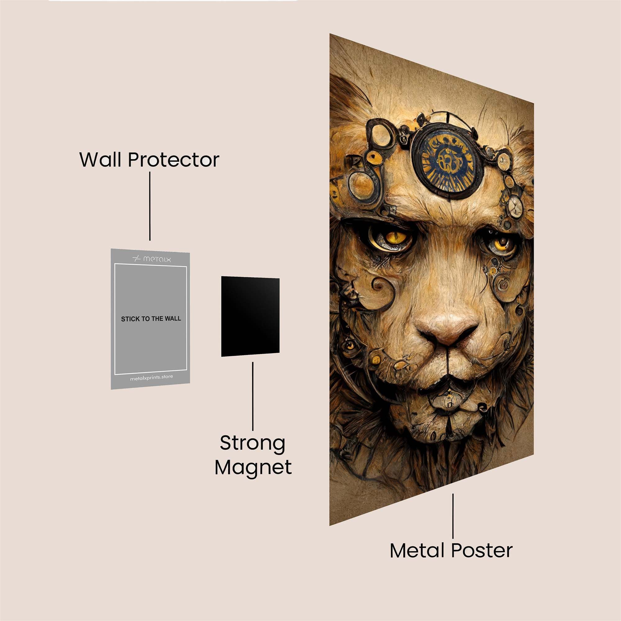 Lion Steampunk Safe Wall Magnetic / M