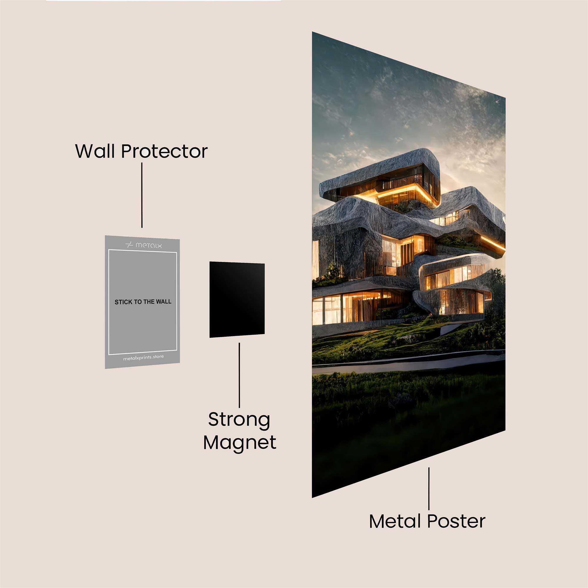 Futuristic Serenity Safe Wall Magnetic / M
