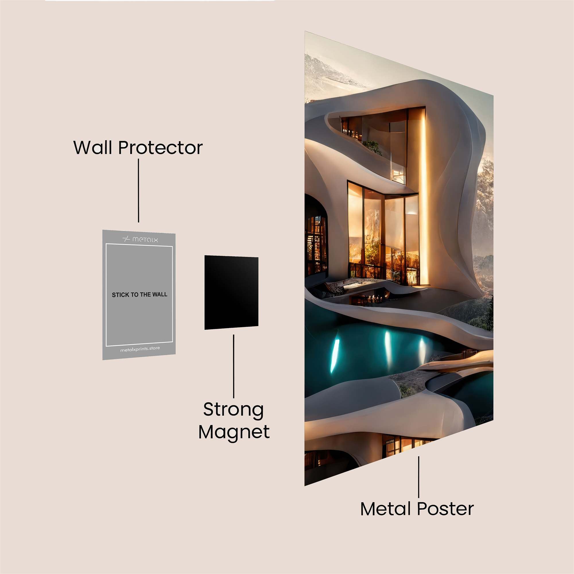 Futuristic Serenity Safe Wall Magnetic / M