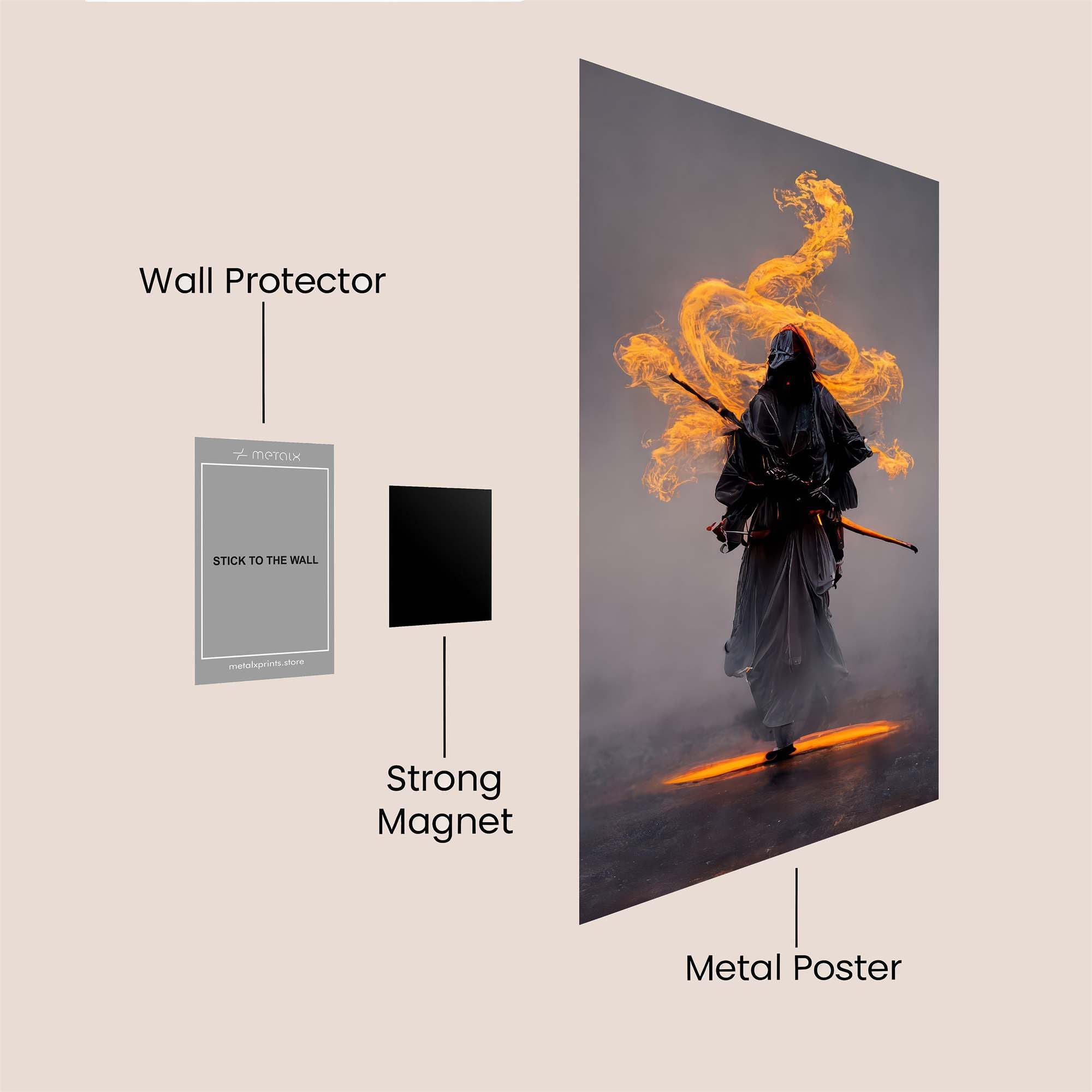 Flame Samurai Safe Wall Magnetic / M